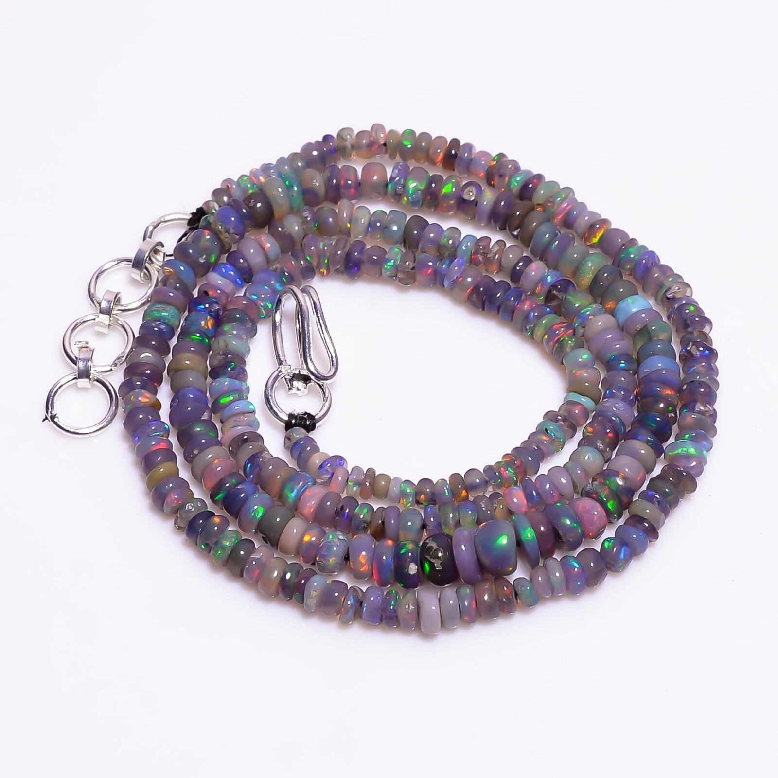 Natural Blue Ethiopian Opal Gemstone Rondelle Beads 2X3 4X3 mm Necklace 17-18″