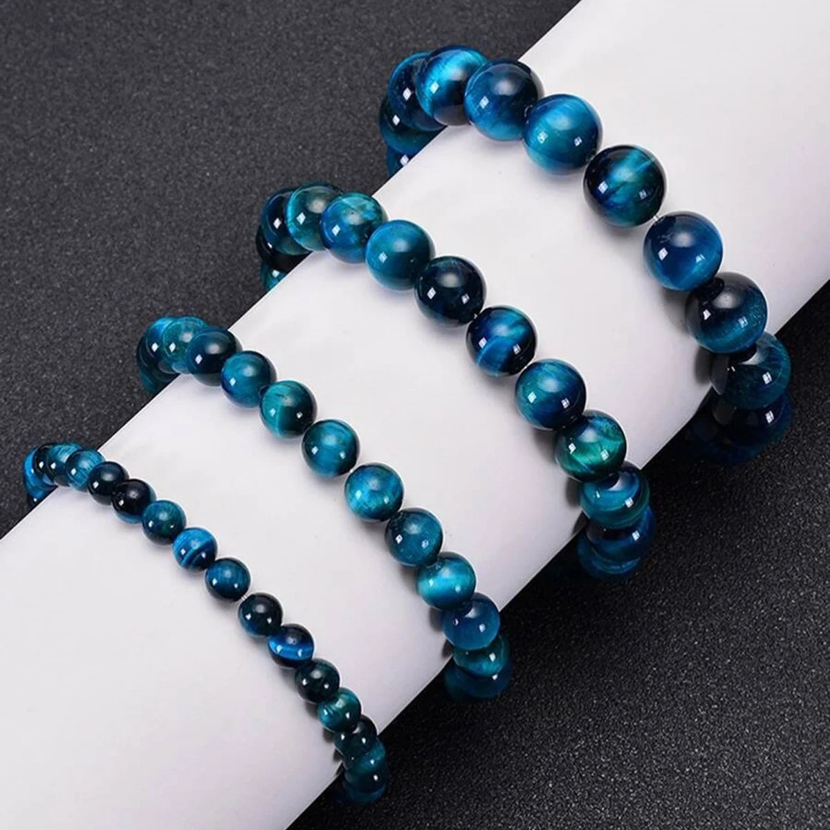 8MM Blue Tiger Eye Bracelet Natural Crystal Stone Energy Healing Reiki Gift
