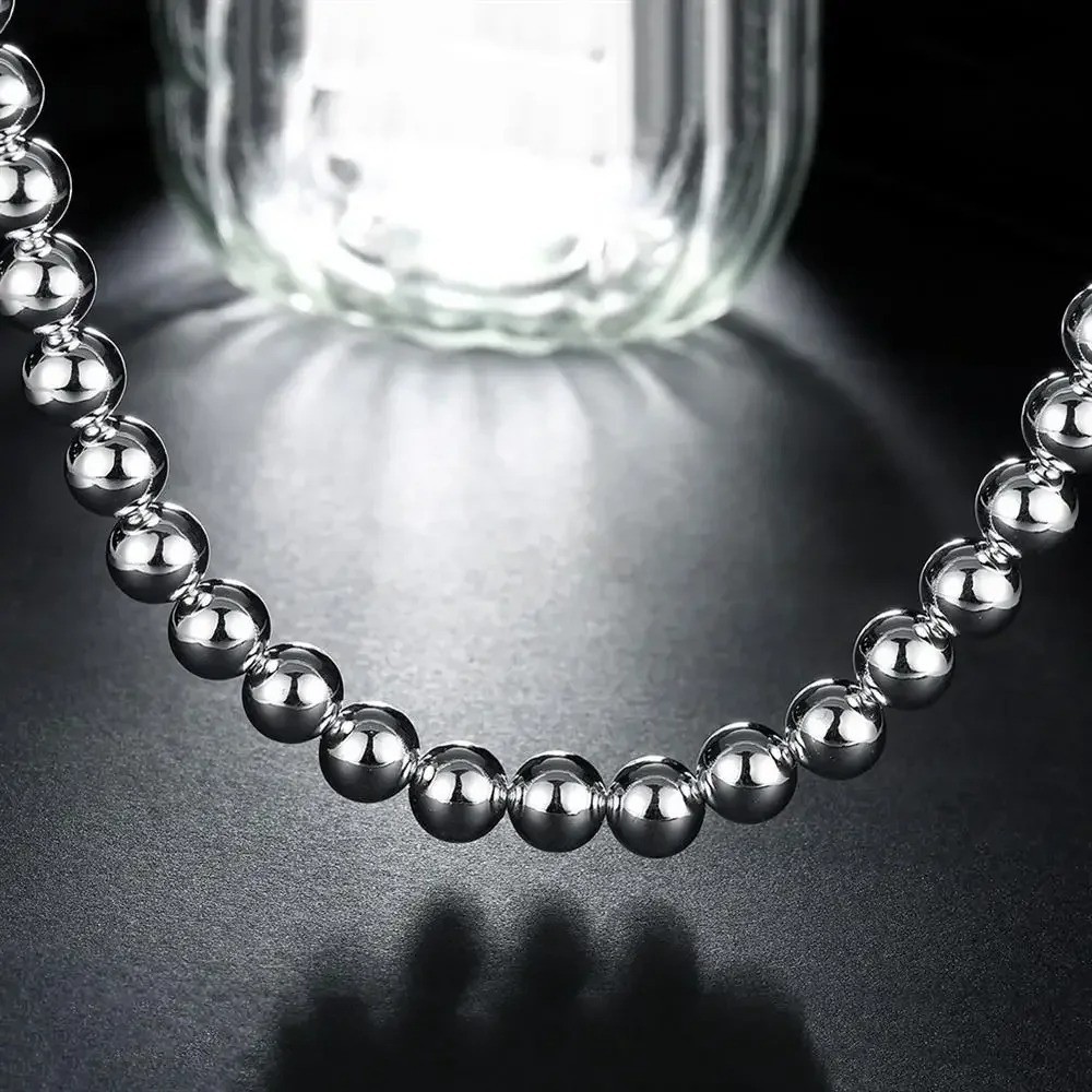 Women’s 925 Sterling Silver 10mm Hollow Balls Beads Chain Necklace