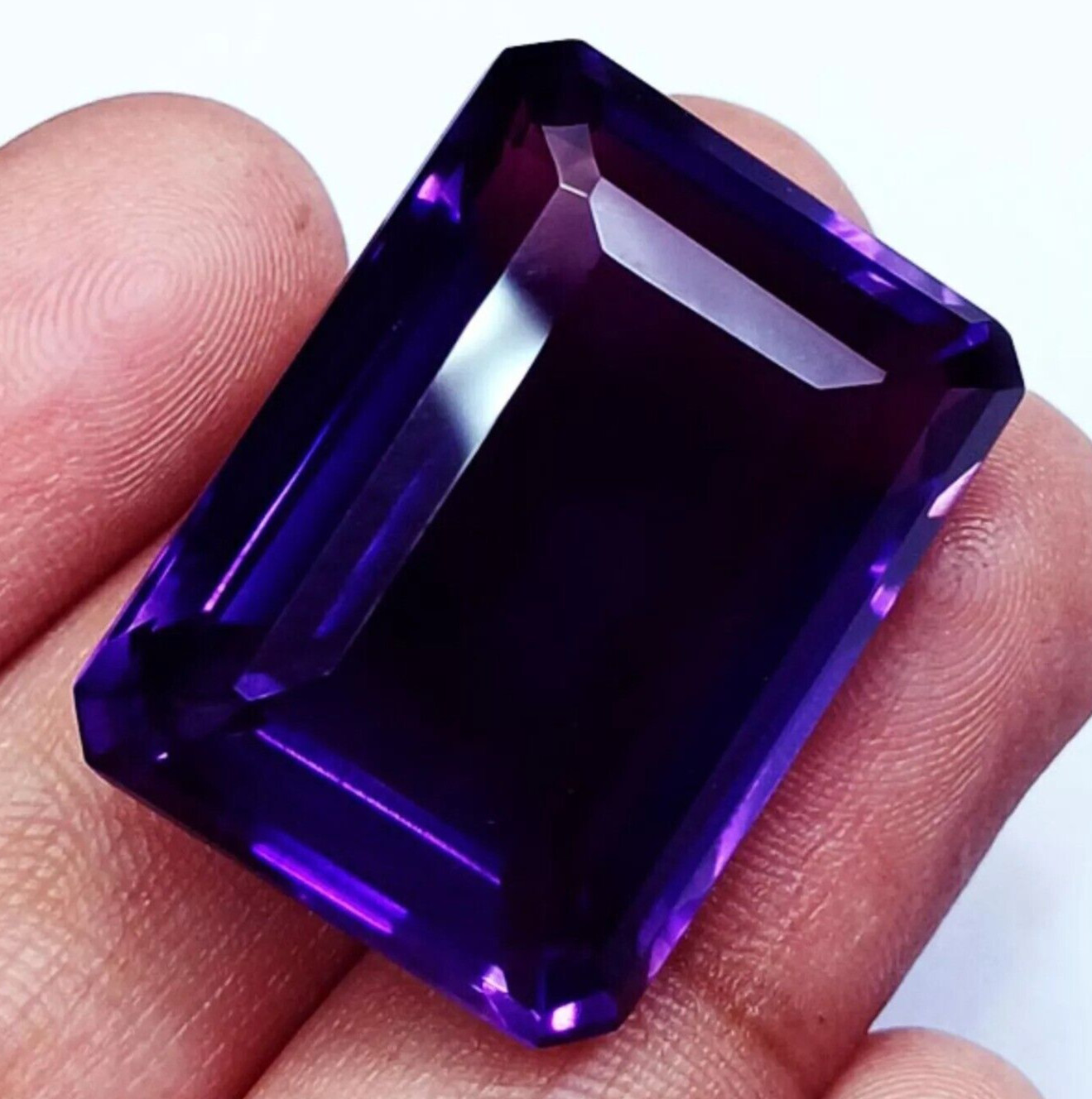 Emerald Cut 90+ Ct Natural Violet Amethyst Loose Gemstone For Pendant Making