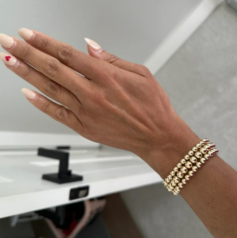 Gold Filled 5mm Round Beads Beaded Bracelet Layering Minimalist Women Bracelet