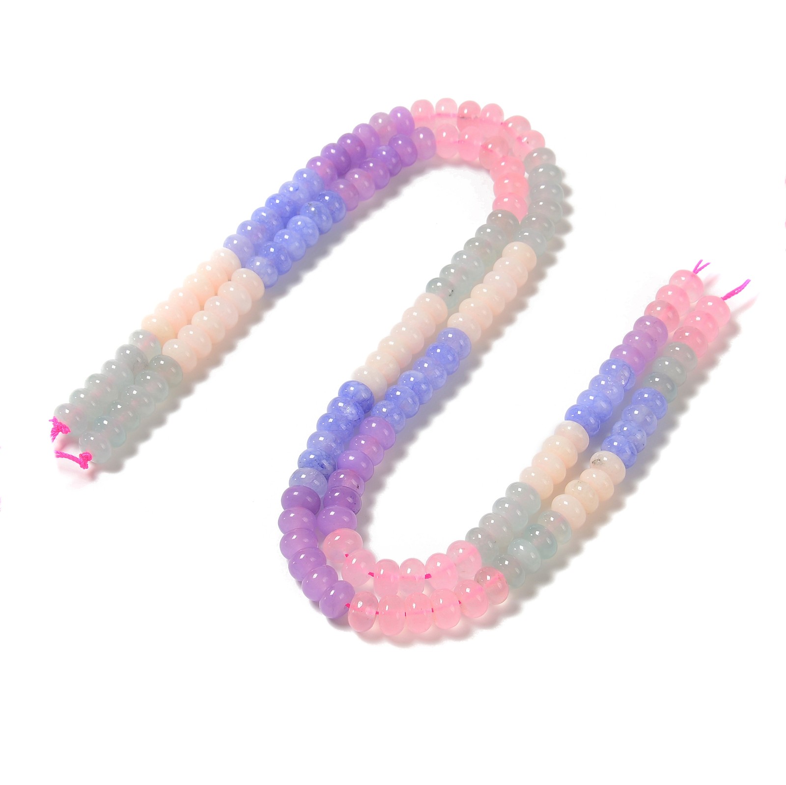 12-Multi-color Dyed Jade Smooth Rondelle Beads Size 5x8mm 15.5” Strand