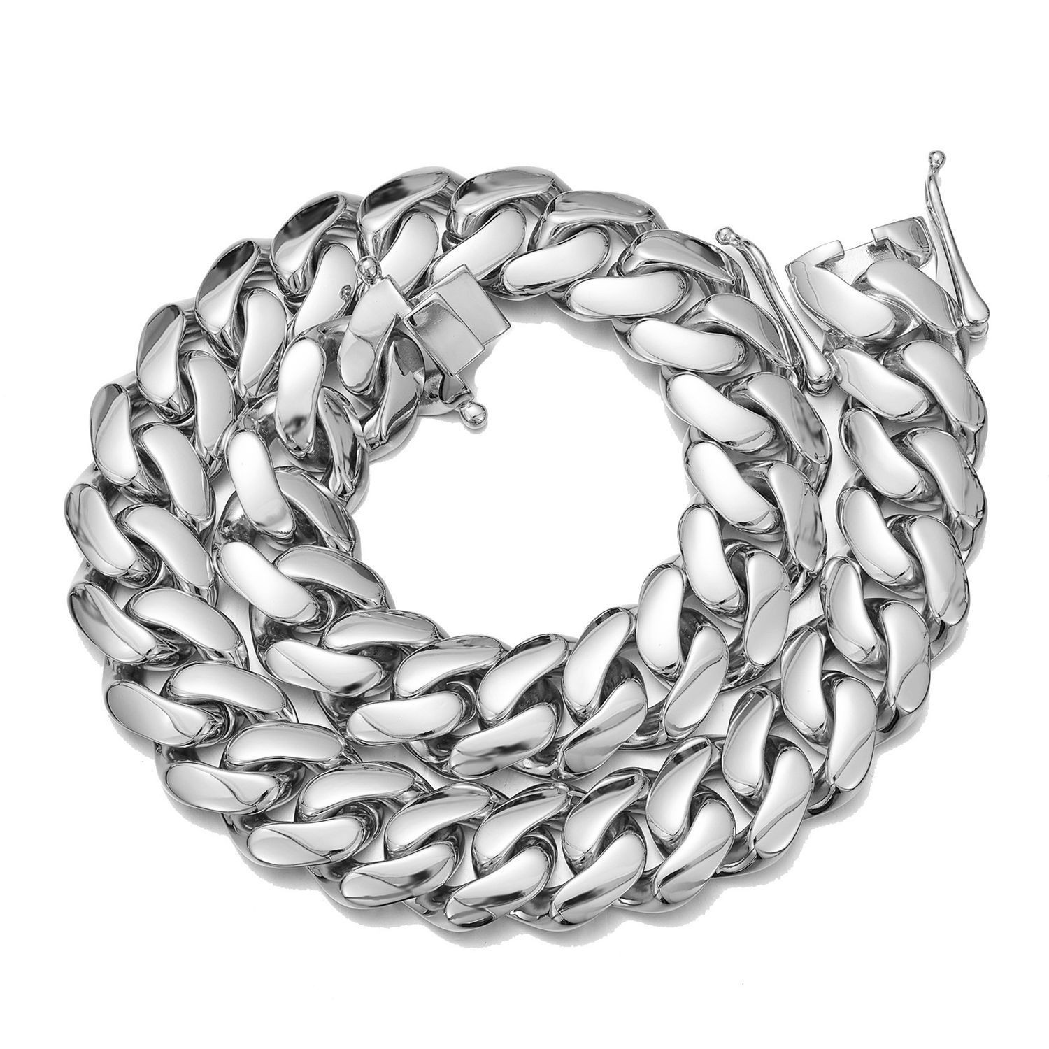 Stainless Steel Miami Hip Hop Cuban Chain Necklace Bracelet 10-22MM