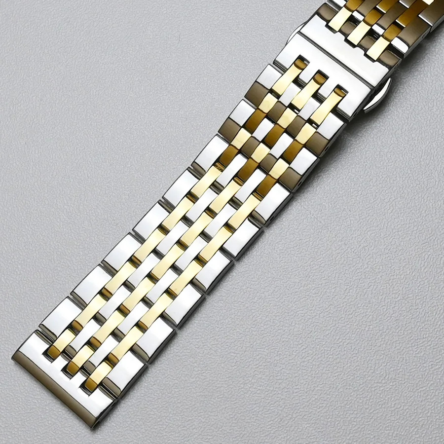 Stainless Steel Watch Band Polished Metal Set 18mm 19mm 20mm 21mm 22mm 23mm 24mm