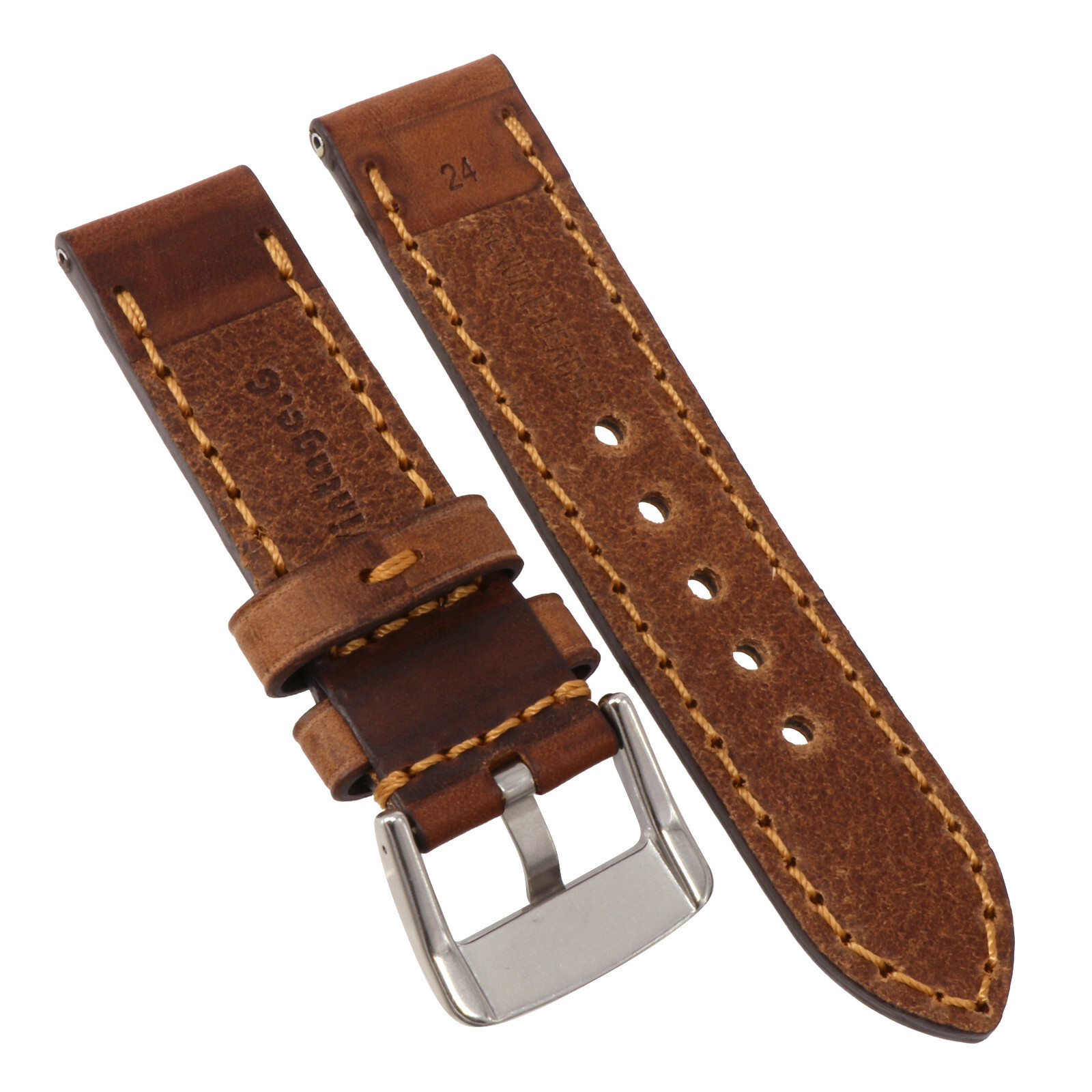 New 26mm NEW COW Leather Strap Brown Watch Band for fits PANERAI Copper Tang