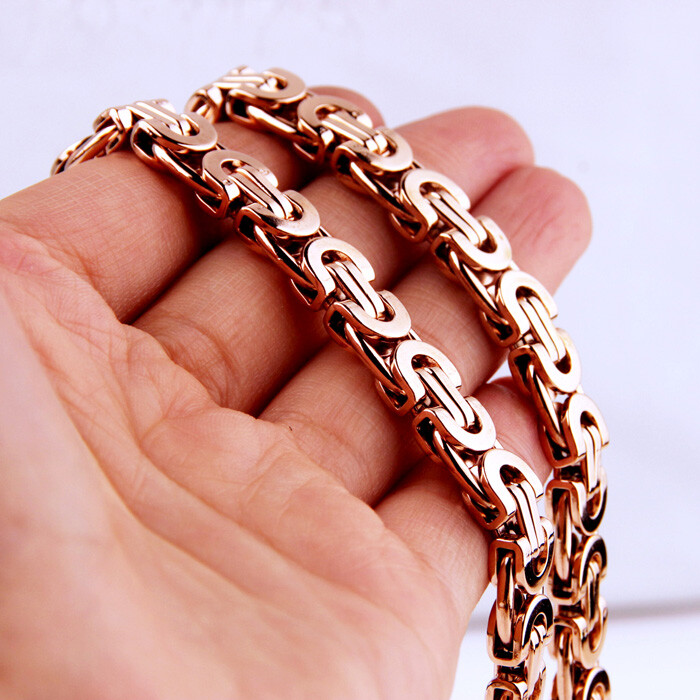 6/8/11mm Fashion Stainless Steel Womens Men Chain Flat Byzantine Necklace 7″-40″