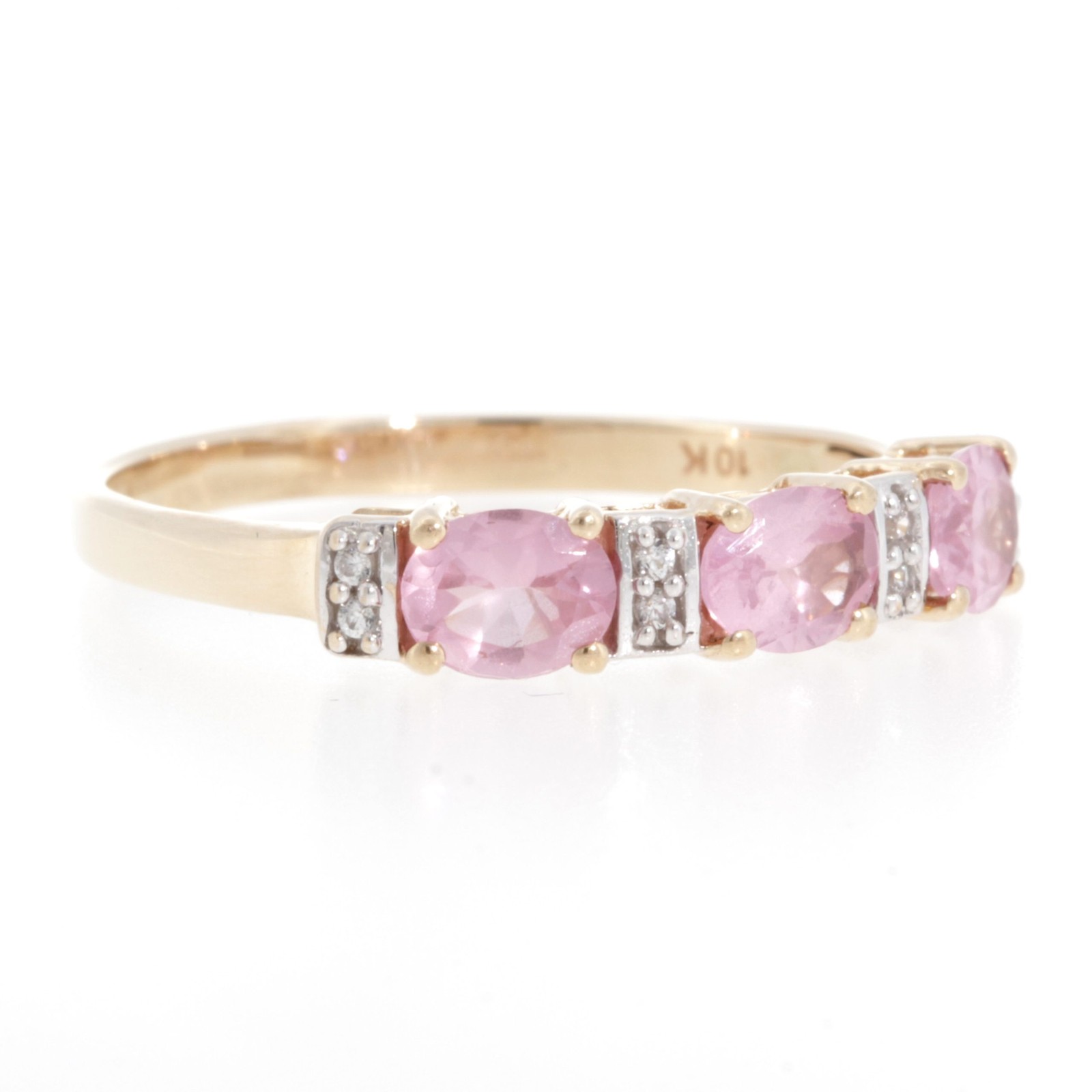 9Carat Yellow Gold Pink Topaz & White Topaz Eternity Ring (Size R 1/2) 4mm Wide