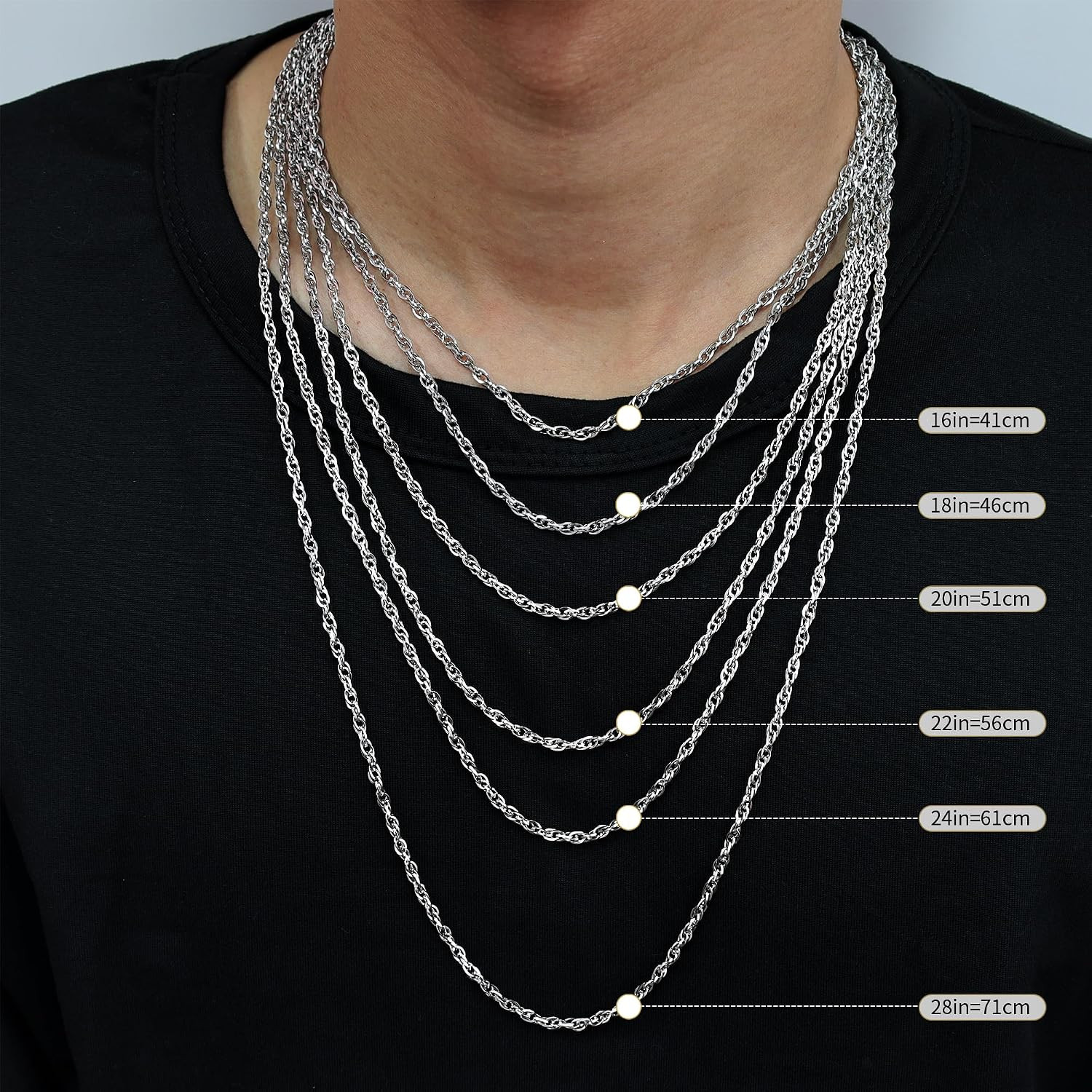 925 Sterling Silver Cross Necklace Beveled Edge for Men Women 3Mm Stainless Stee