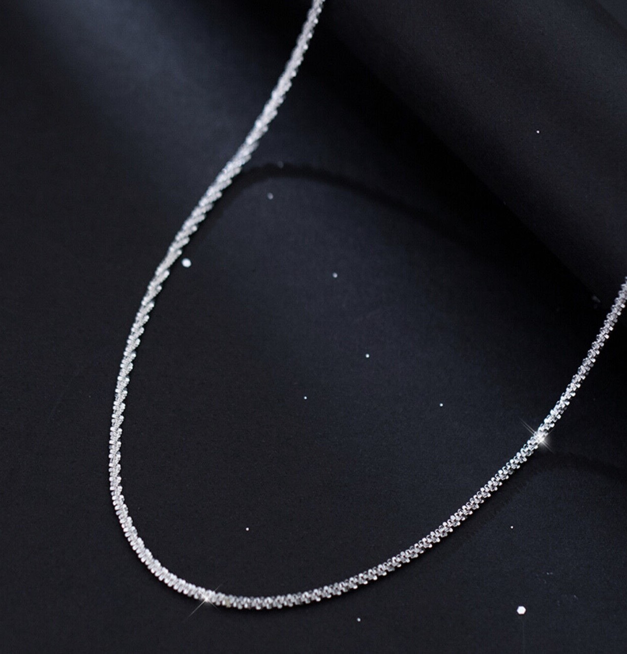 Stunning Genuine 925 Sterling Silver 2mm Starry Chain Necklace Jewelry 16″- 32″