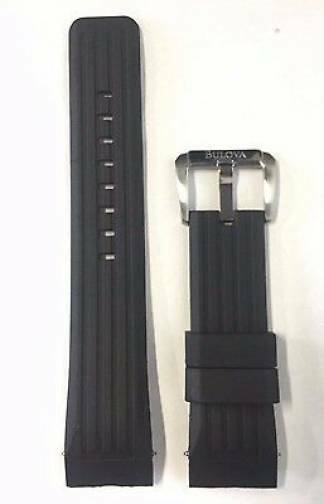 Bulova Men’s 98B172 Black Rubber Band Watch Strap Silver-Tone Buckle Replacement