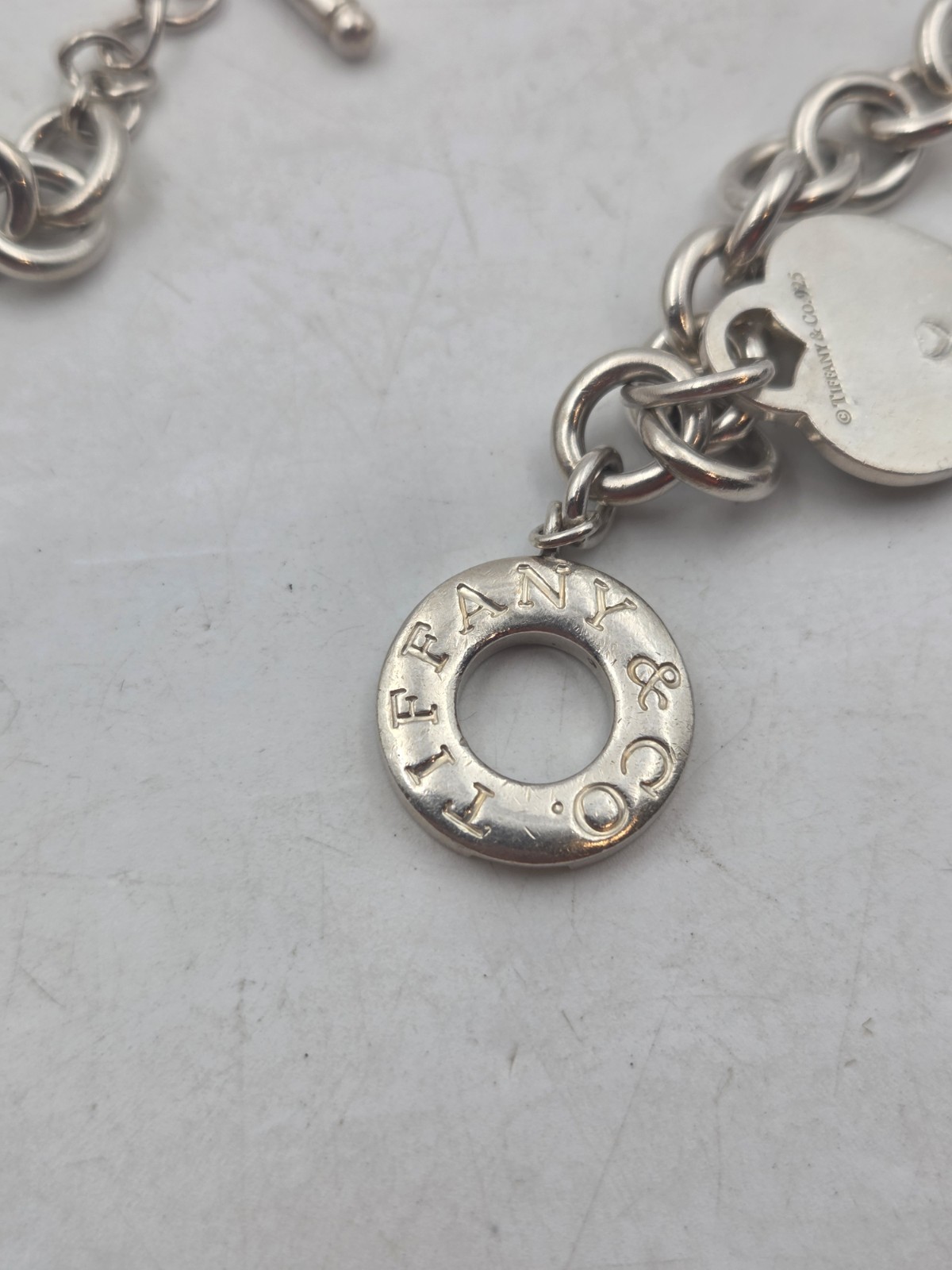 Please Return to Tiffany Silver Heart Tag Toggle Necklace Silver AUTHENTIC 40cm