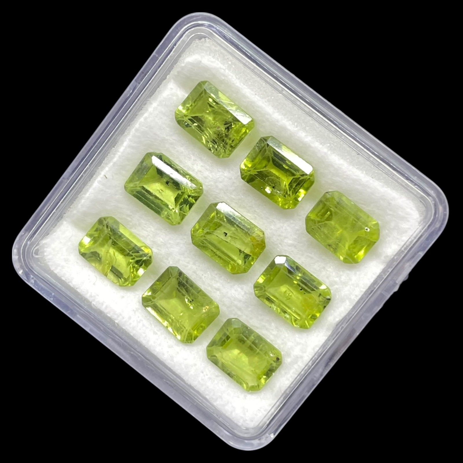 9 Pcs Natural Peridot 8x6mm Emerald Cut Green Loose Untreated Gemstones
