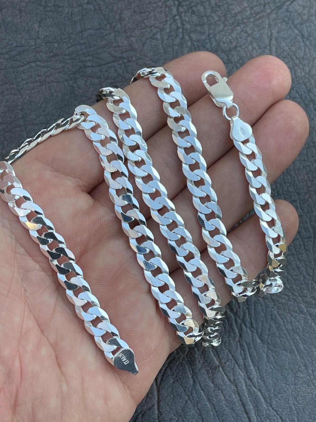 Solid 925 Sterling Silver Men’s Miami Cuban Link Chain Necklace 8mm ITALIAN MADE