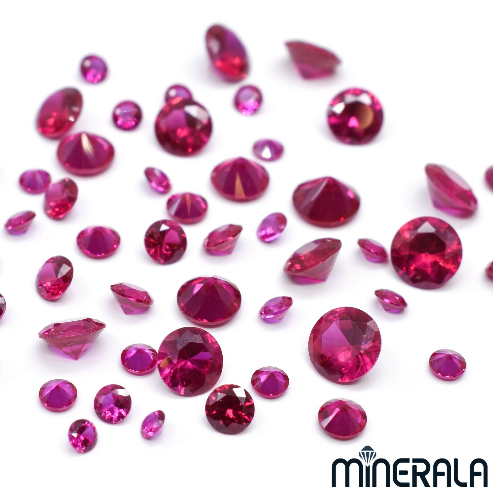 RUBY CORUNDUM LAB CREATED ROUND FACETED LOOSE GEMSTONE 1mm – 8mm WP0277C