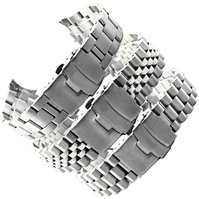 18 19 20 21 22 23-30 mm Metal Strap Watch Band Stainless Steel Curved Ends