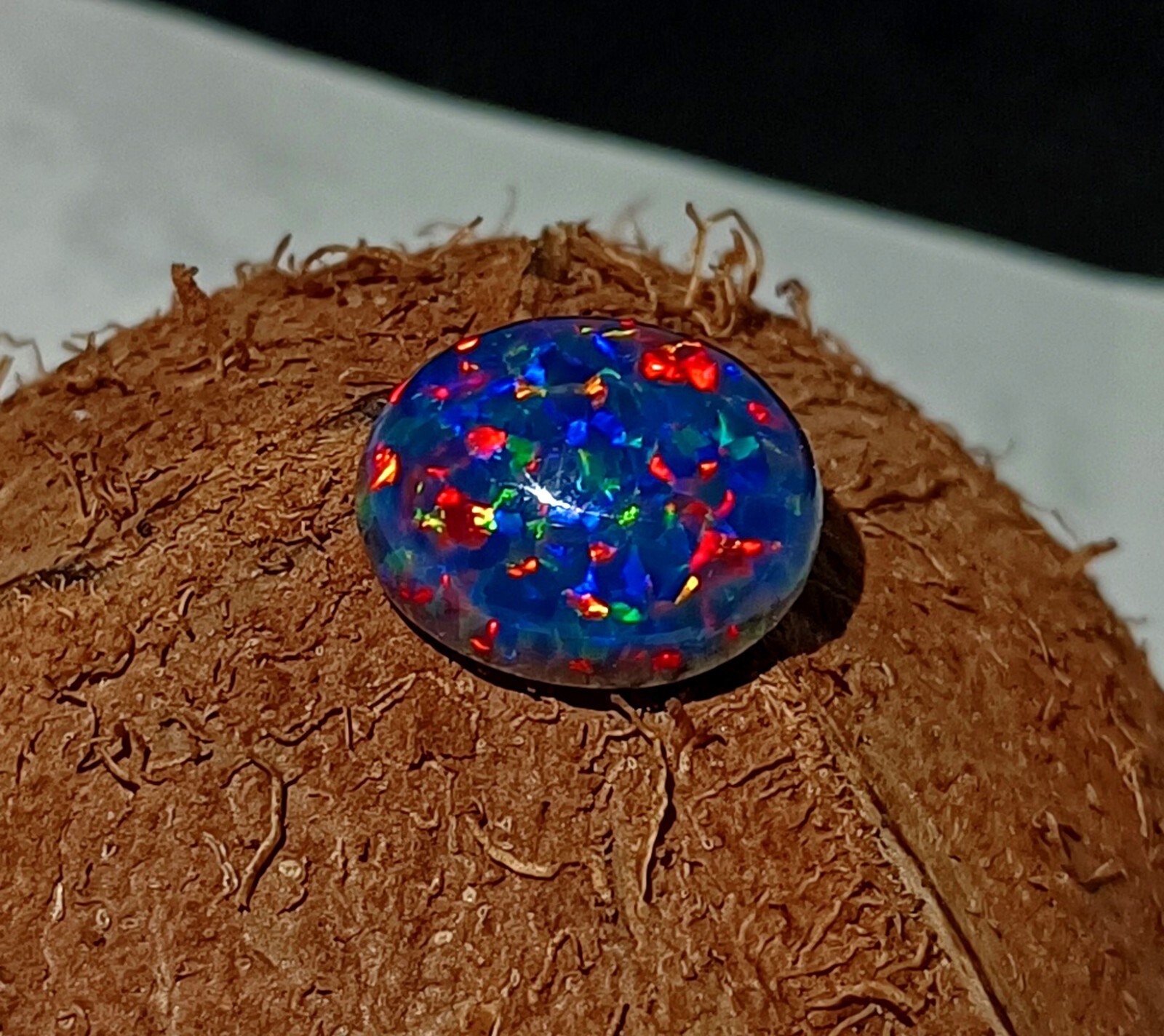 NaturalCertified Black Fire Opal Oval Cabochon 9.70 Ct Australian Loose Gemstone