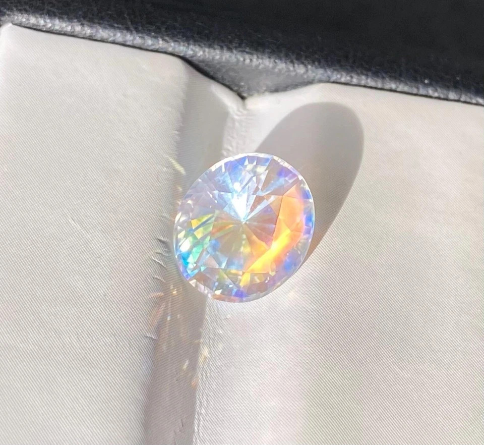 Oval Cut Natural Rainbow Color Moonstone 5 Carat Certified Loose Gemstone
