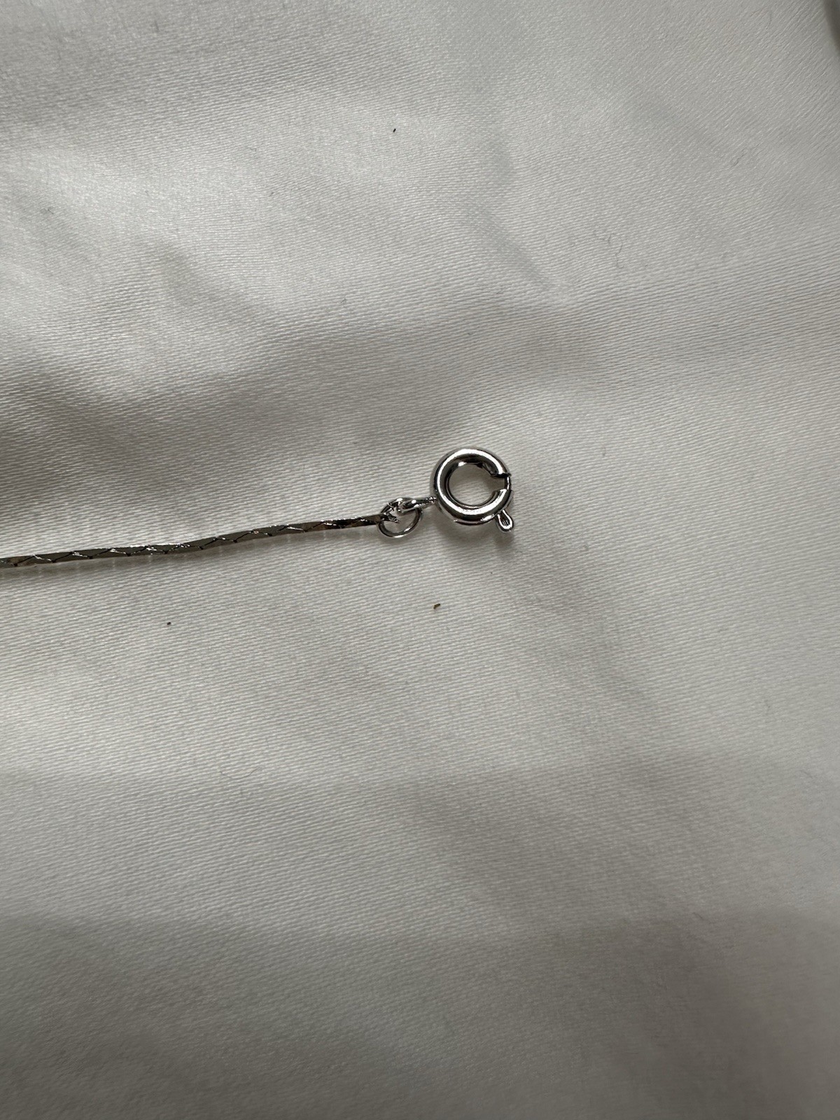 Silver Heart Charm Pendant Snake Chain Bracelet Spring Ring Clasp 7inch