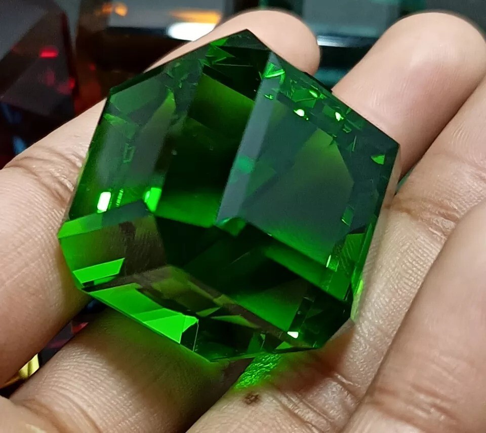257.95 Ct Brazilian Cube Cut GREEN Topaz Loose Natural EGL Certified A++Gemstone