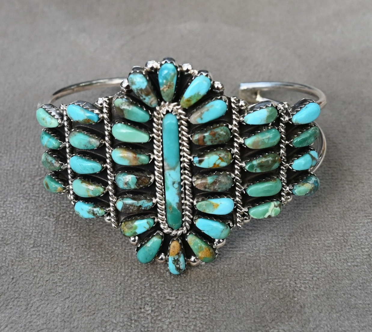 Navajo Turquoise Sterling & Green Mojave Turquoise Cuff Davin Benally 30 grams