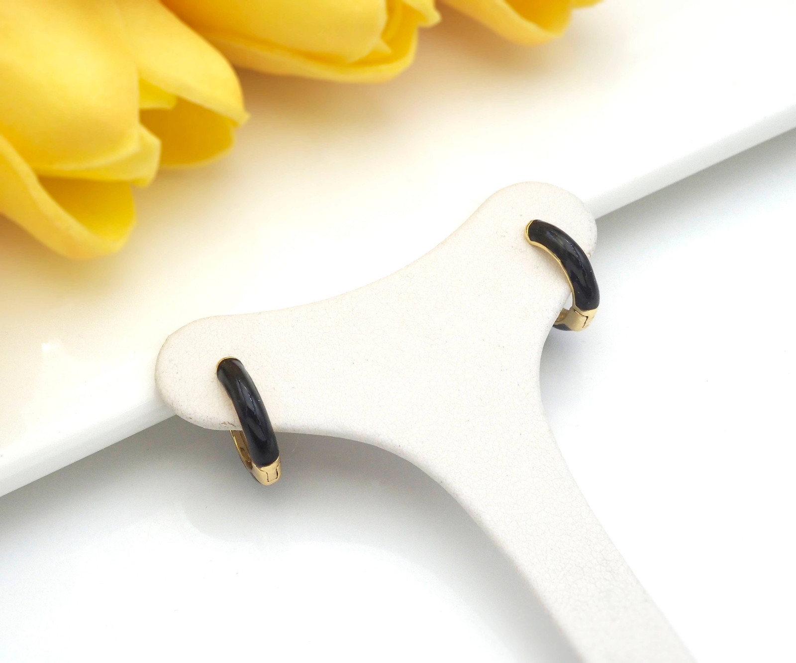 Everyday Wear Enamel Gold Hoop Earring, sku#J309
