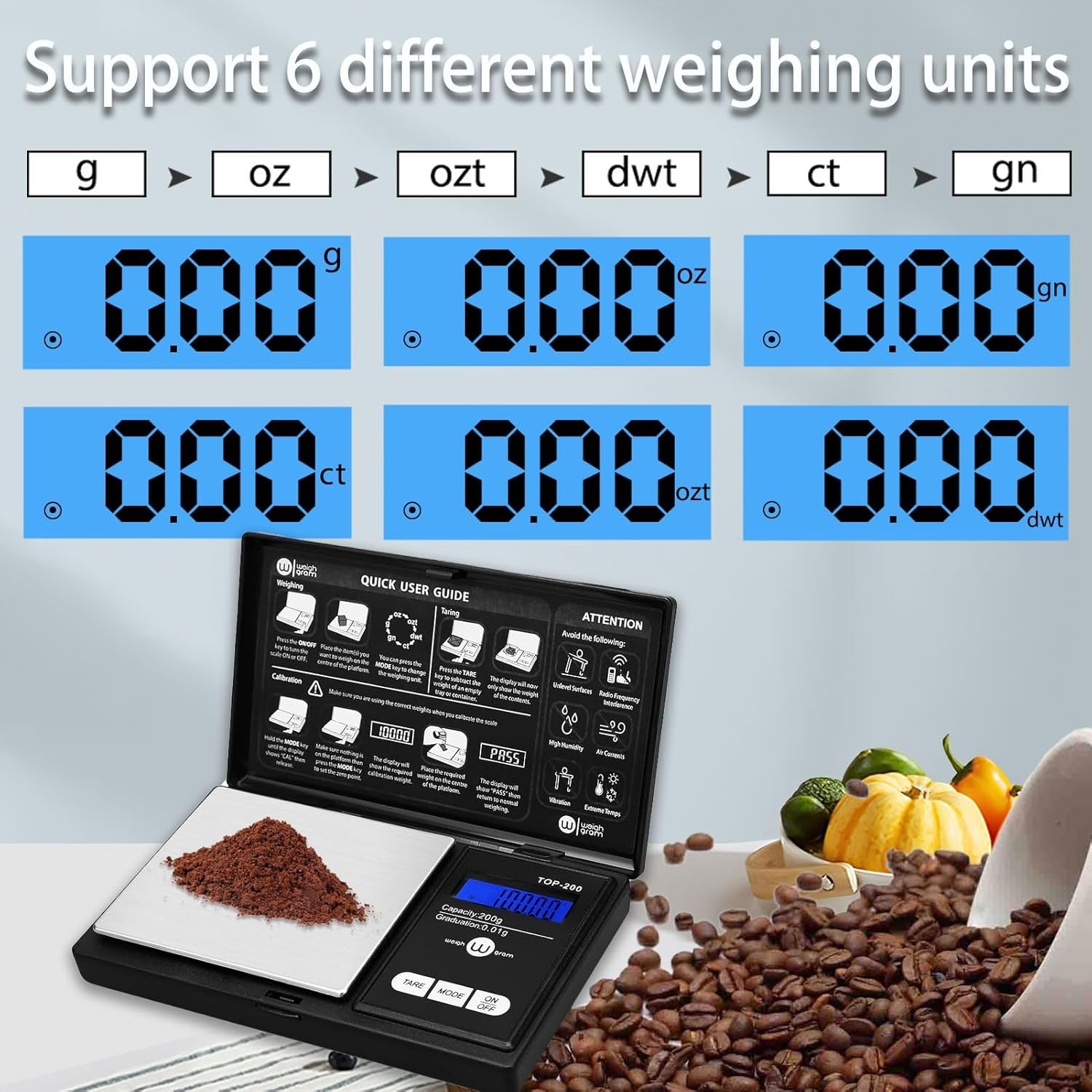 200g Digital Pocket Gram Scale 0.01g Accuracy, 200g x 0.01g Mini Digital Gram…