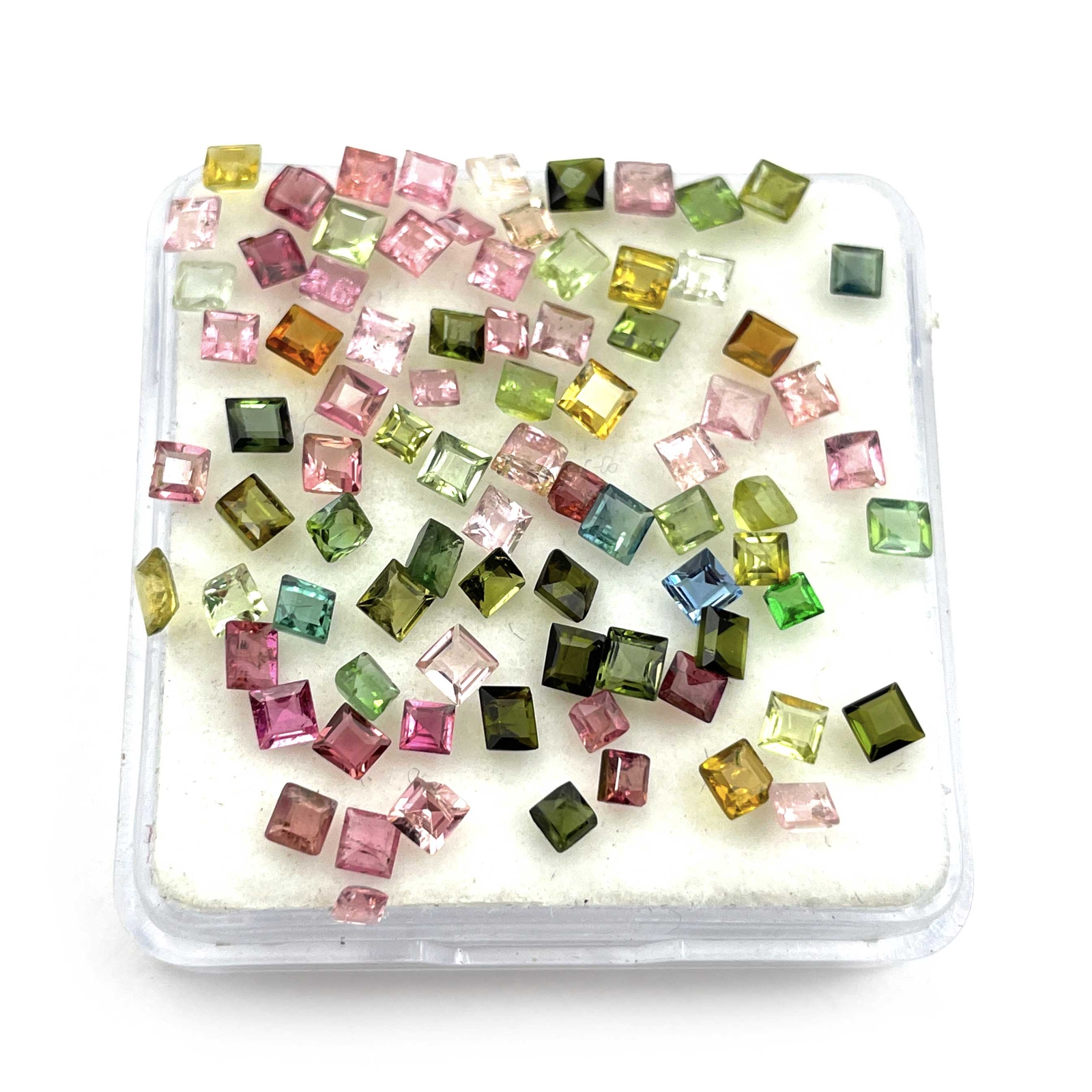 Natural Multi Tourmaline Square Cut Loose Gemstone Crafts 60 Pcs 2-3 mm 5 CT