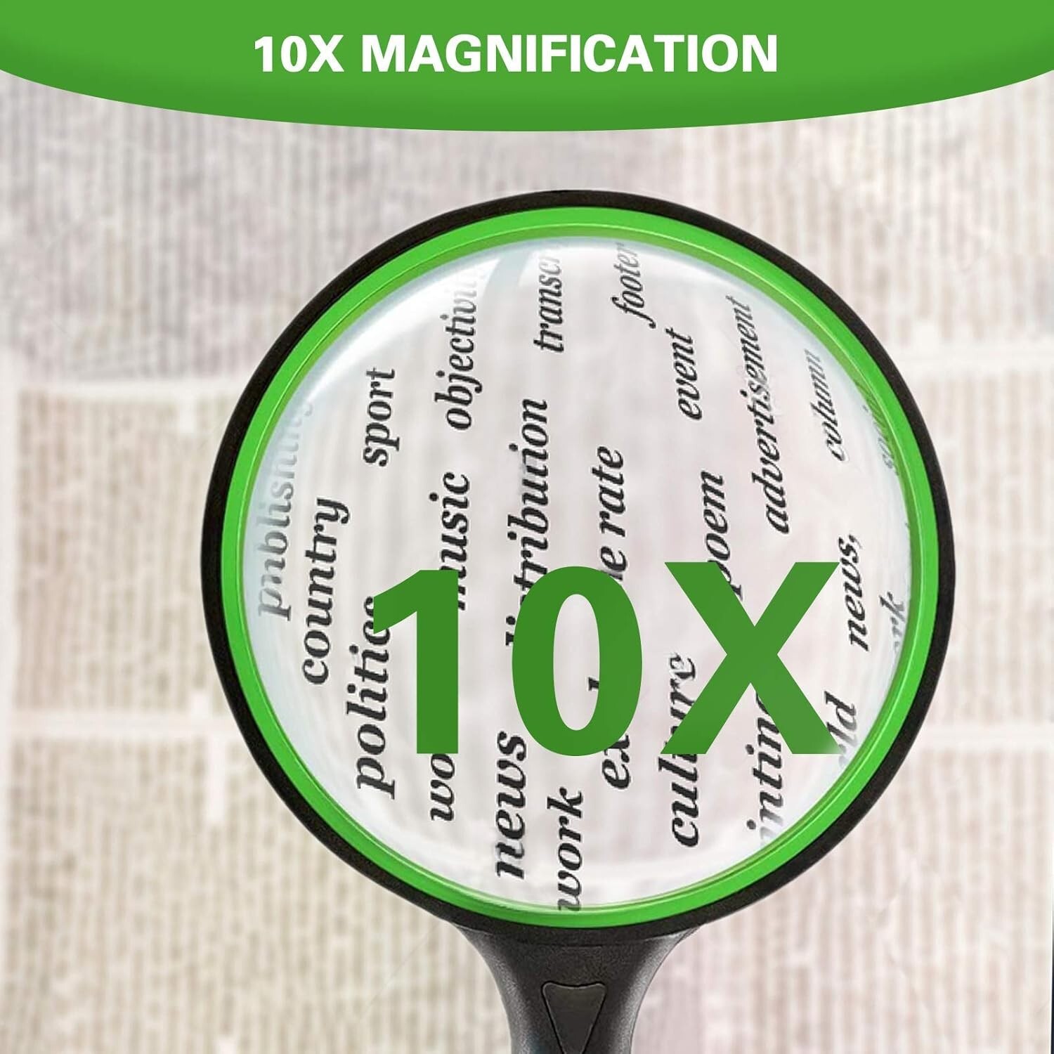 NEW Shatterproof Magnifying Glass 10X Large Handheld Magnifying Glass for Senior