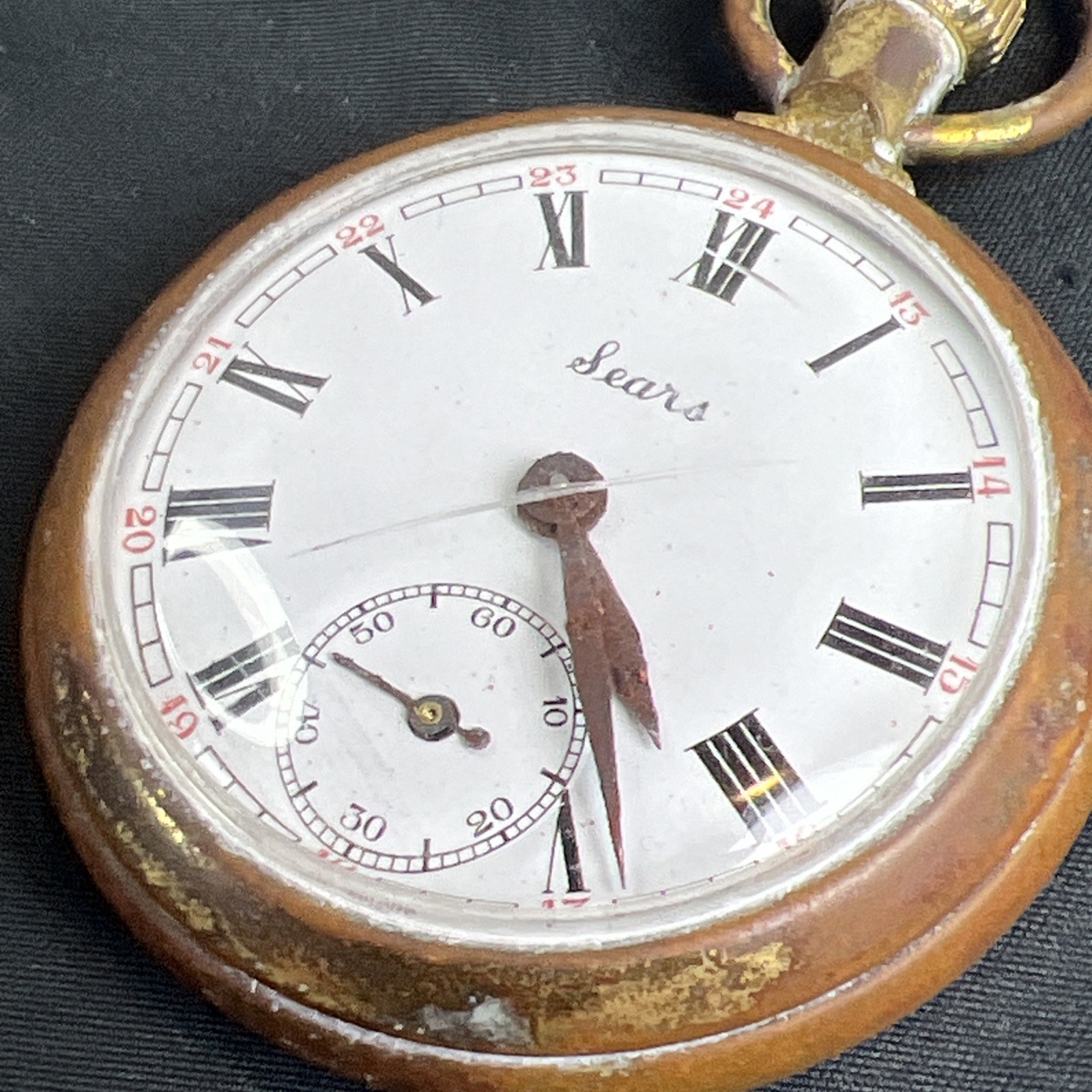 Vintage Sears Pocket Watch Made in Great Britain FOR PARTS or REPAIR Not Running