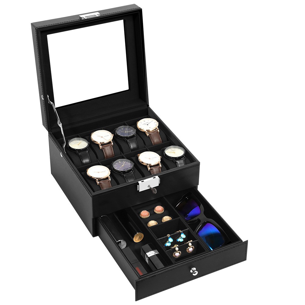 3/6/8/10/12/24 Slots PU Leather Watch Box Organizer Jewelry Display Storage Case