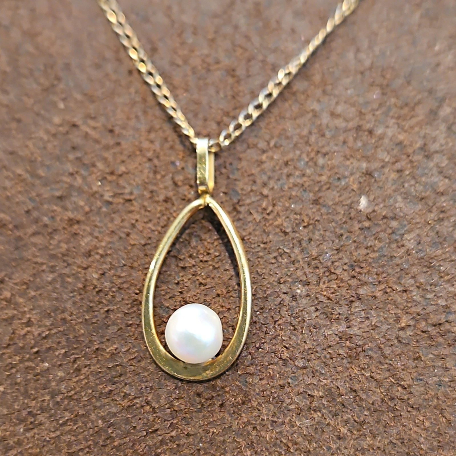 Vintage 14K 12K Gold Filled Pearl Pendant Necklace Set Dainty 18″ Cable Chain
