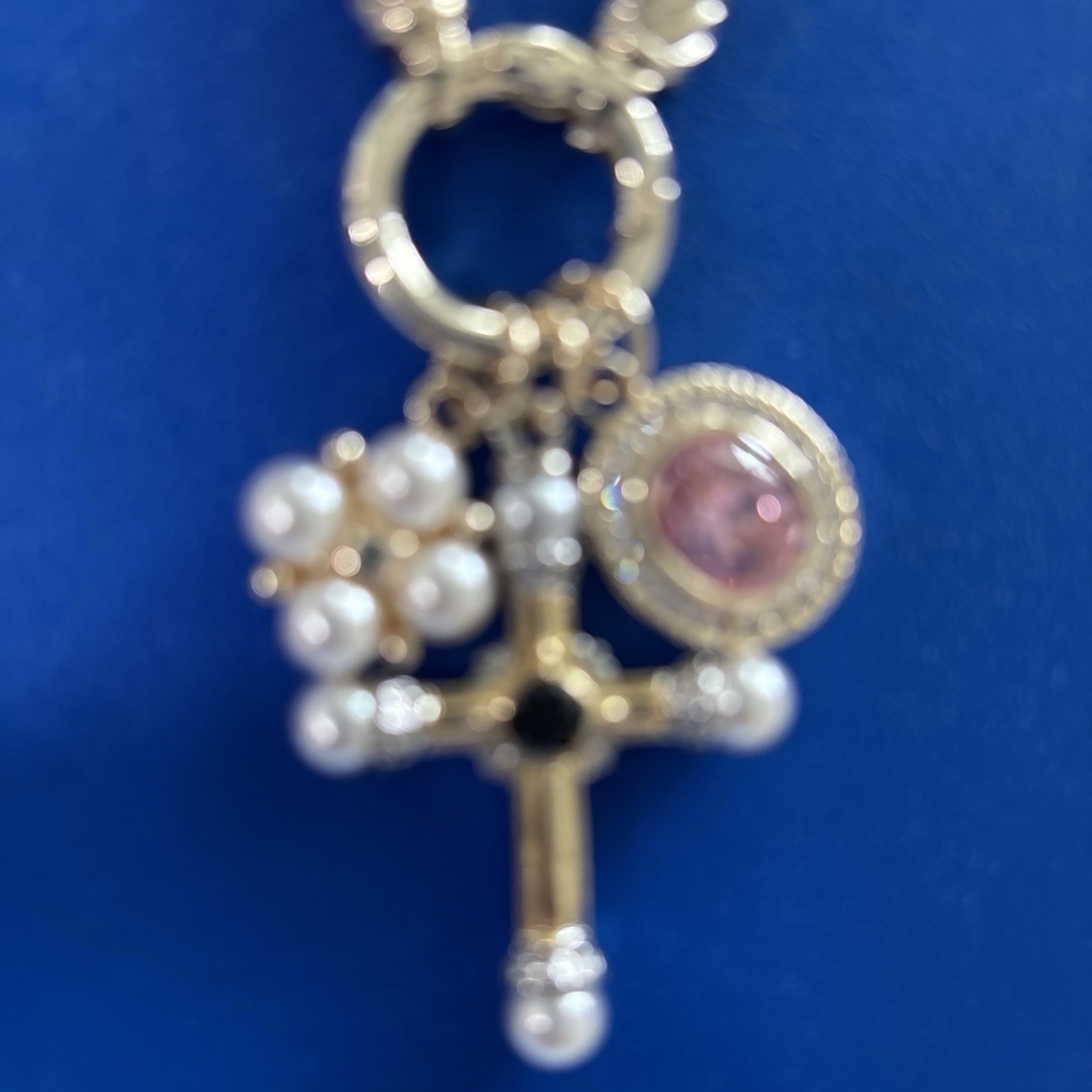 Barbara Bixby Sterling 18k Gold Black Leather Cord Key Citrine Pendant Necklace