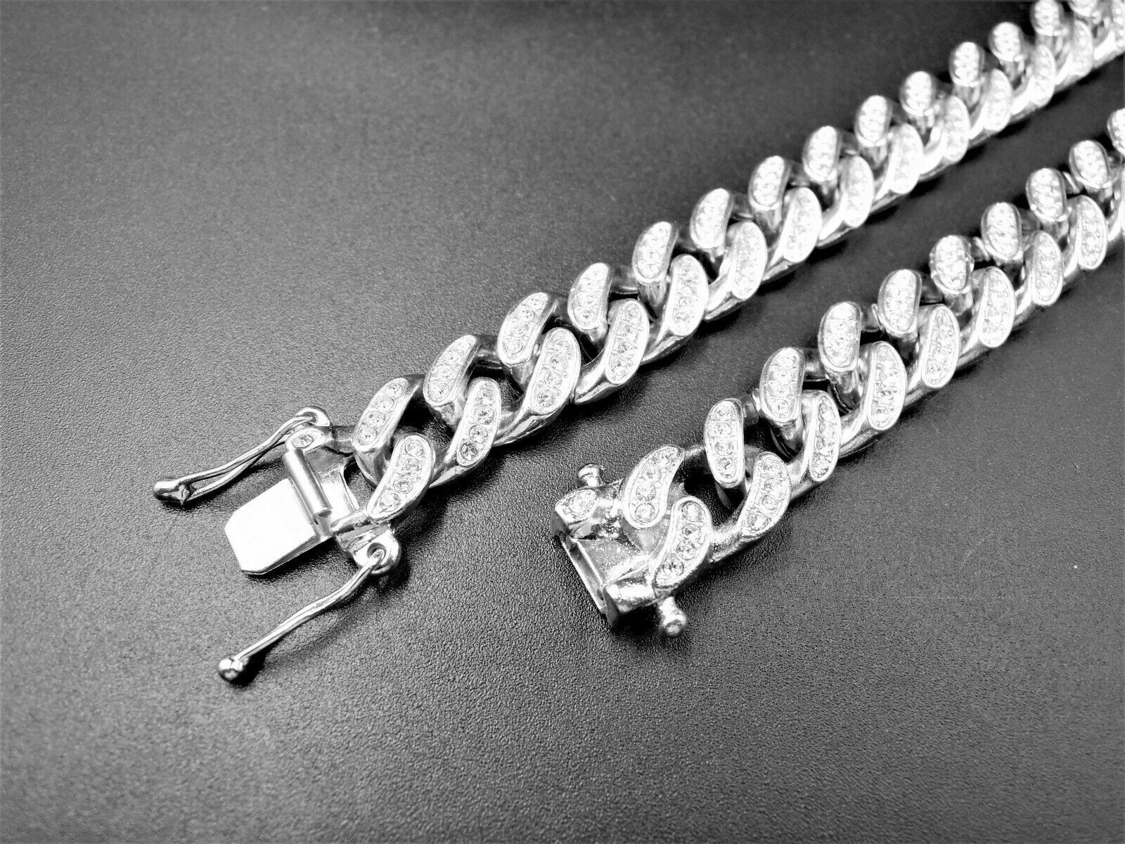 Silver Plated Hatchet Man 13mm 16″~30″ Iced Cubic Zirconia Cuban Chain Necklace