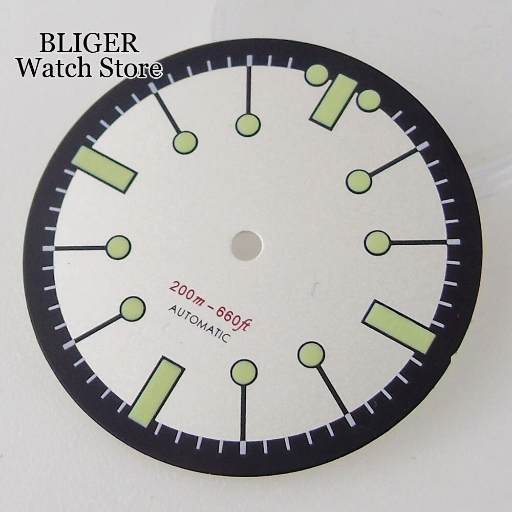 31mm Red Blue White Black Watch Dial for NH35 NH36 PT5000 Dive Watch Green Lume