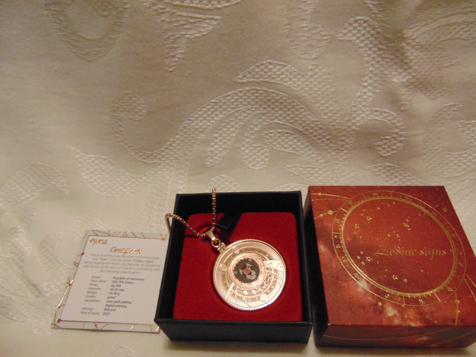 LEO Zodiac Pendant .999 Silver Coin Rose Gold Plated Limited Edition Free Ship