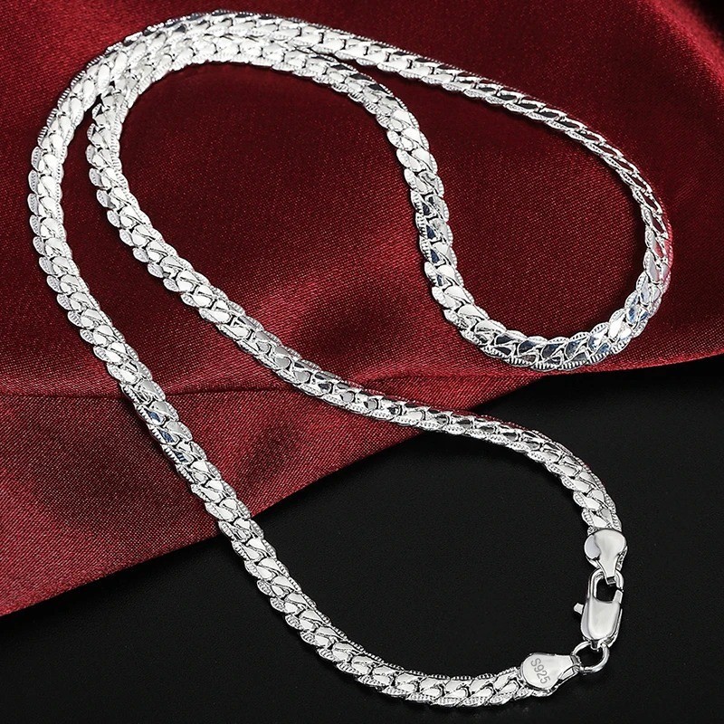 925 Sterling Solid Silver Chain Necklace Jewelry for Women Men Fashion Gift