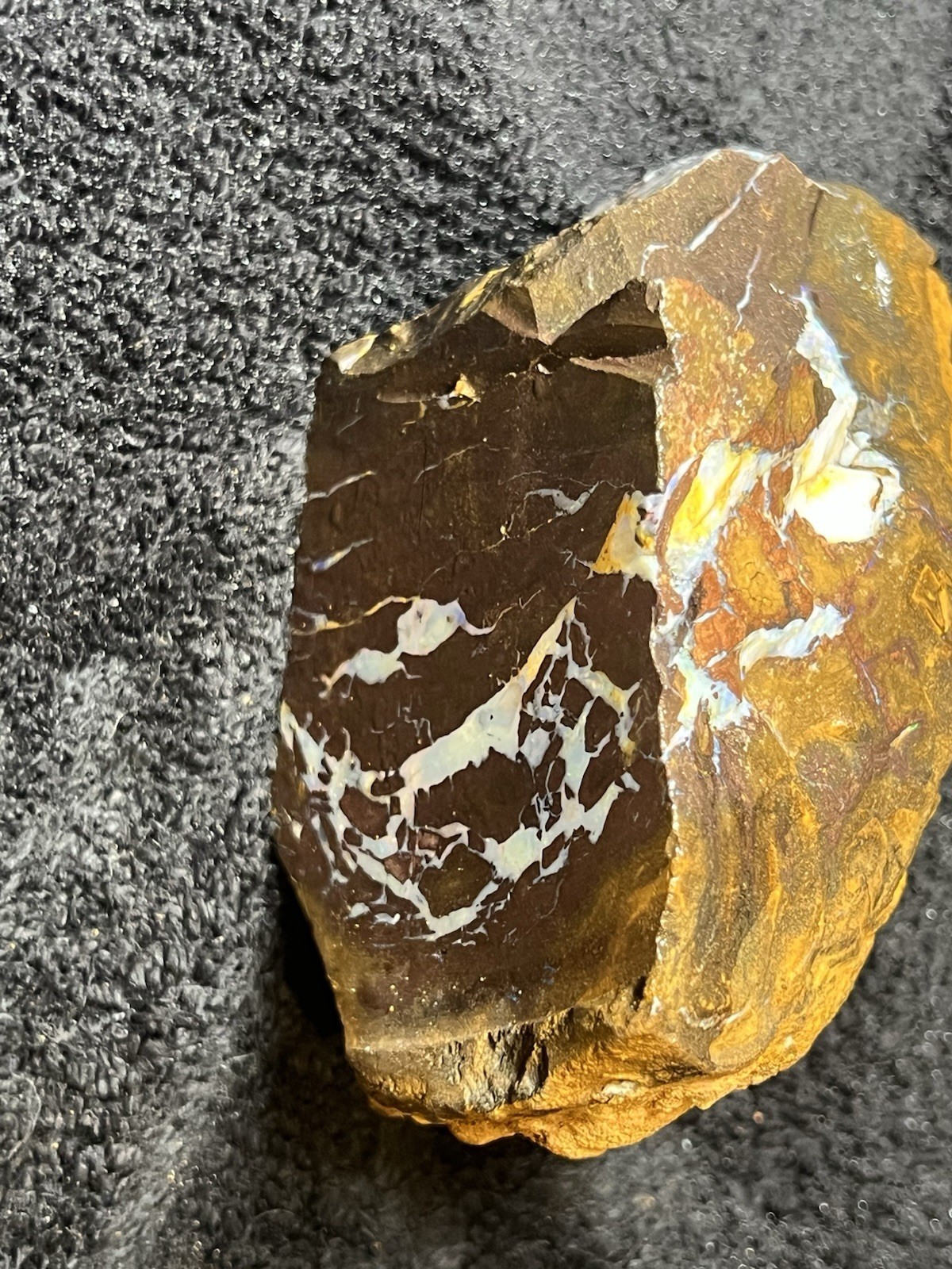 878g Natural Australian Boulder Opal Rough Multi-Color Fire Queensland Specimen