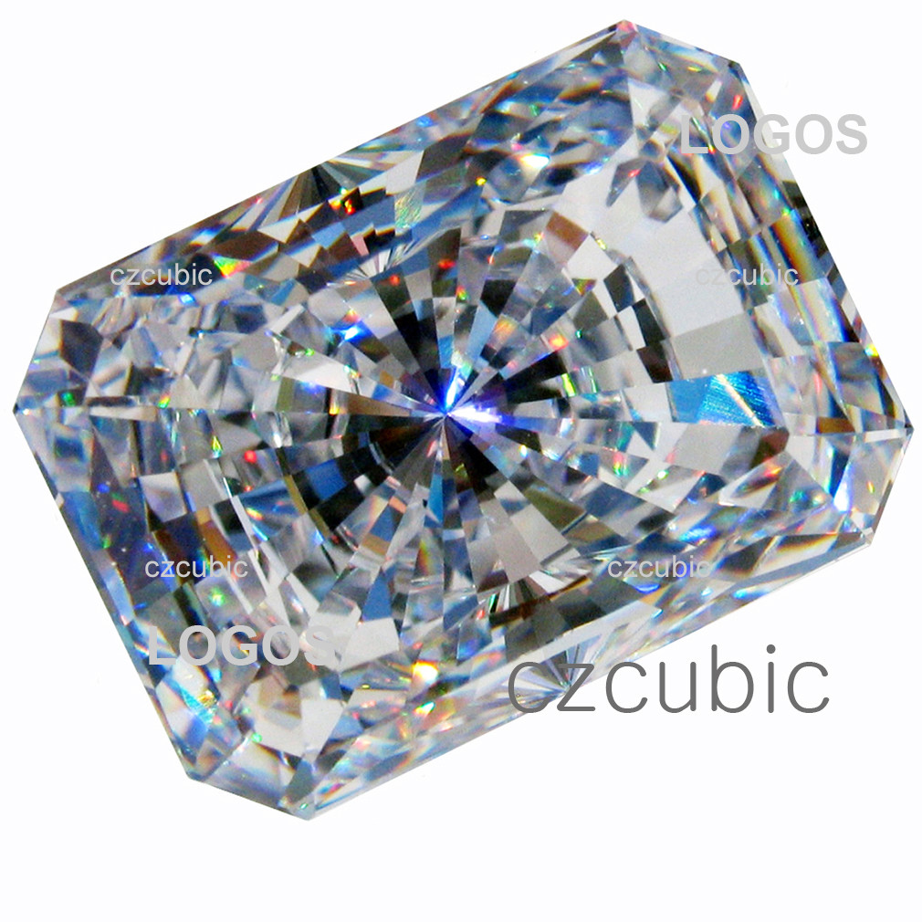 CUBIC ZIRCONIA EMERALD-RADIANT CUT SUPER QUALITY WHITE CZ CLEAR U.S.A SHIPPER