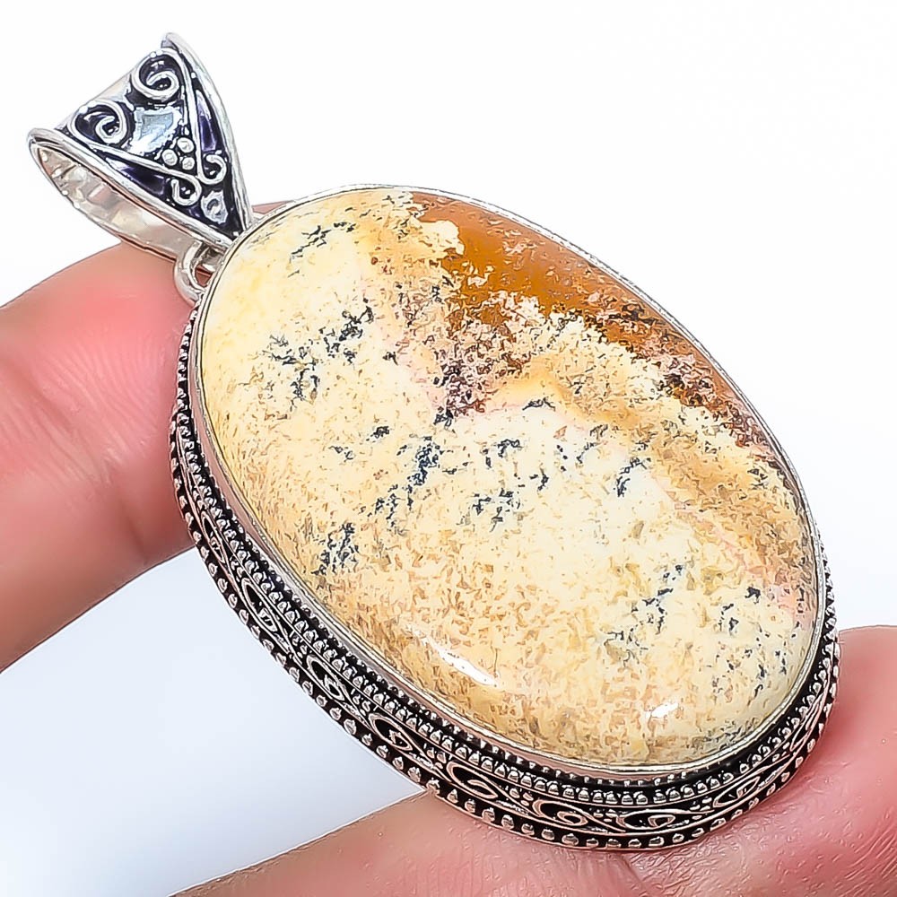 Natural Picture Jasper – Oregon 925 Silver Plated Fine Art Pendant2.34″ P2-602