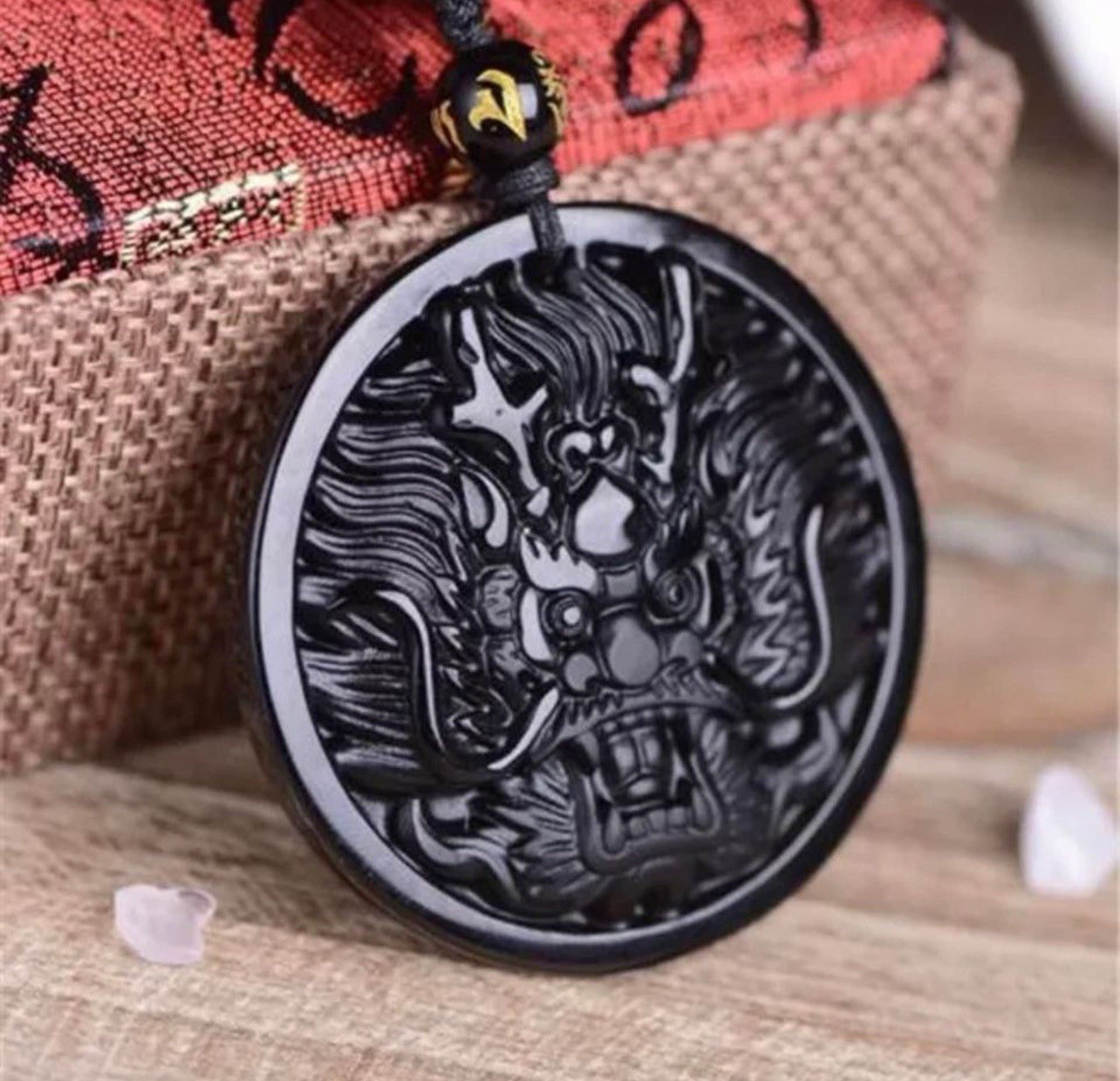 Obsidian Hand Carved Dragon Lucky Amulet Pendant Necklace🇺🇸USA FAST Shipping!