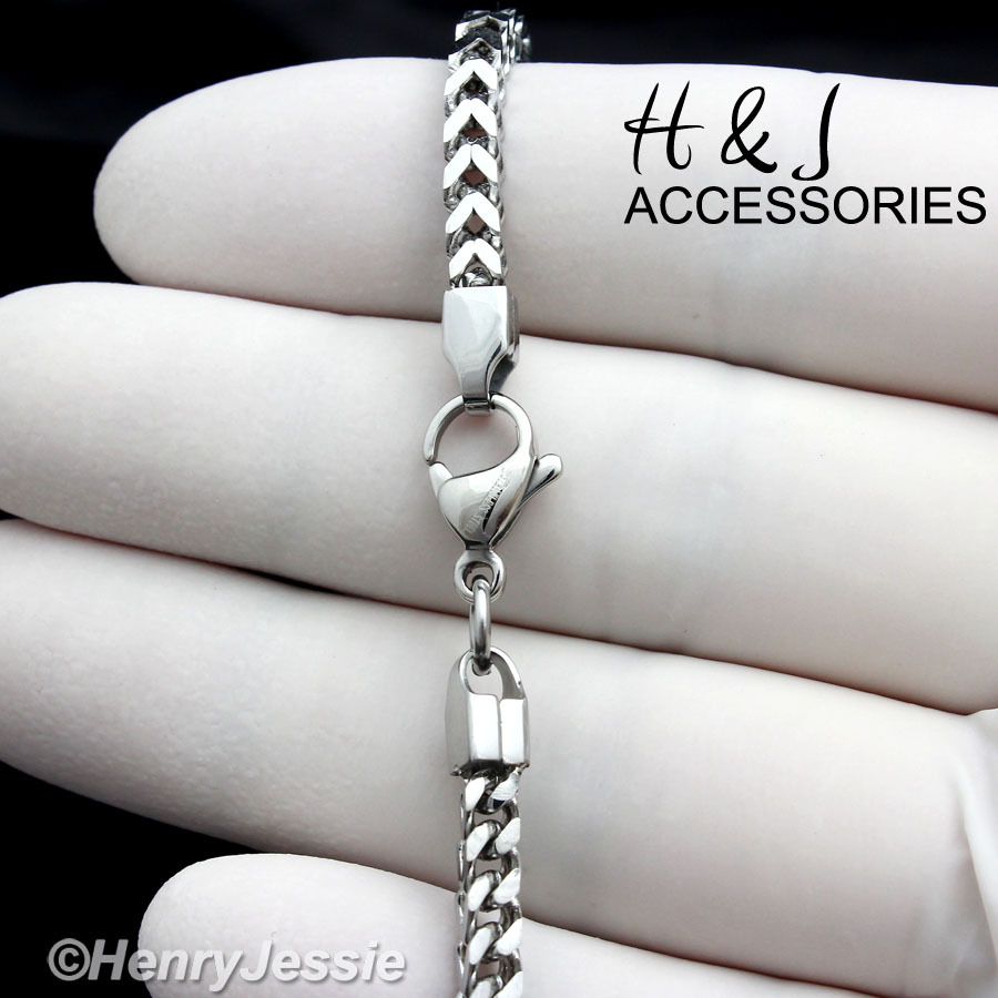 24″Stainless Steel 3mm Silver Classic Franco Box Cuban Curb Chain Necklace
