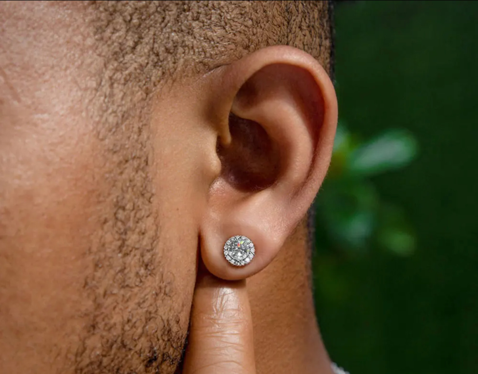 2CT Lab Created Diamond Round Cut Magnetic Non-Piercing Stud 925 Sterling Silver