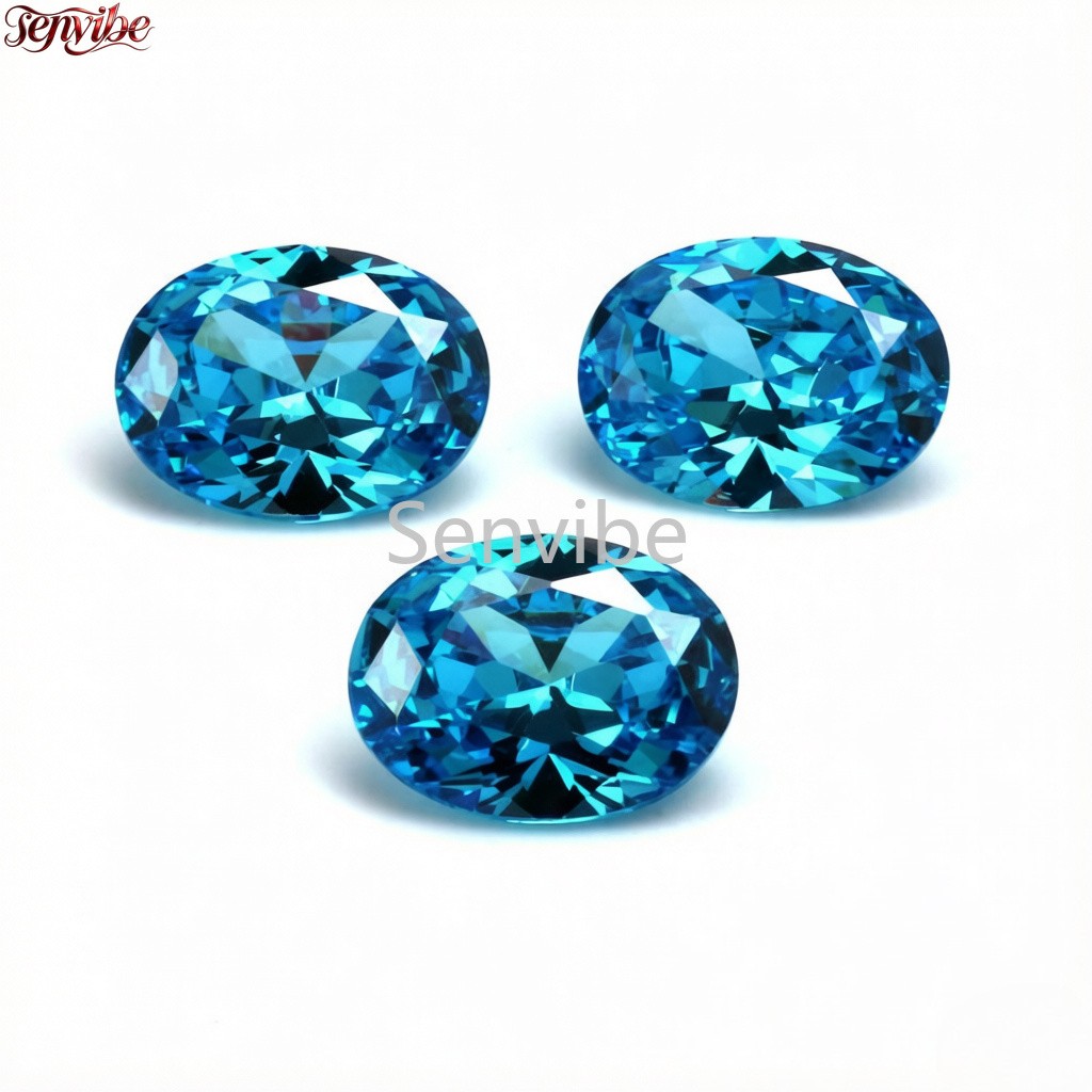 5~10pcs Ice Blue Oval Cut Synthetic Zircon 5A Loose CZ Accent Gemstone Jewelry