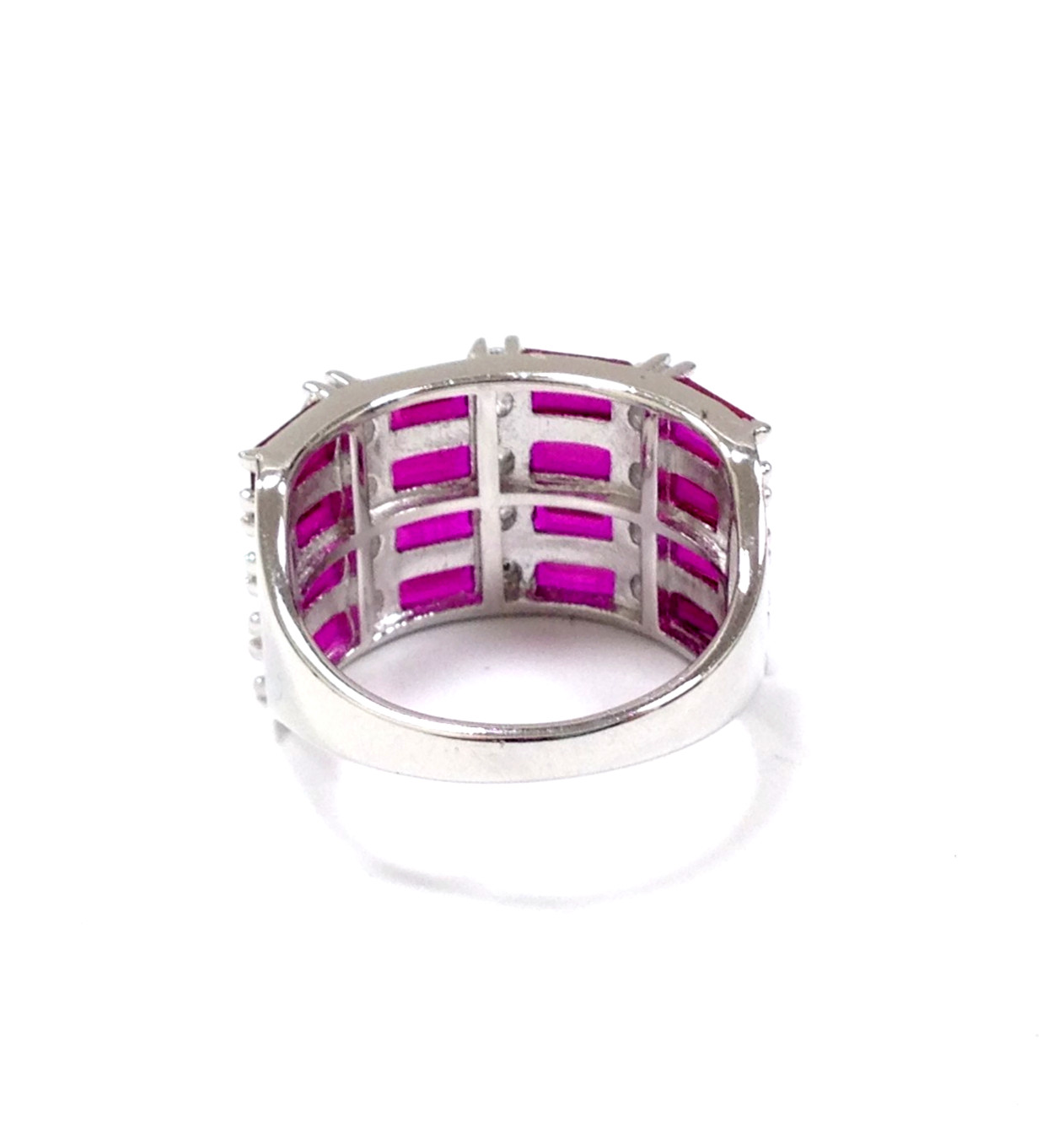 FZN Fuzion Creations Sterling Silver Channel Set Red Stone Ring Size 8 Jewelry