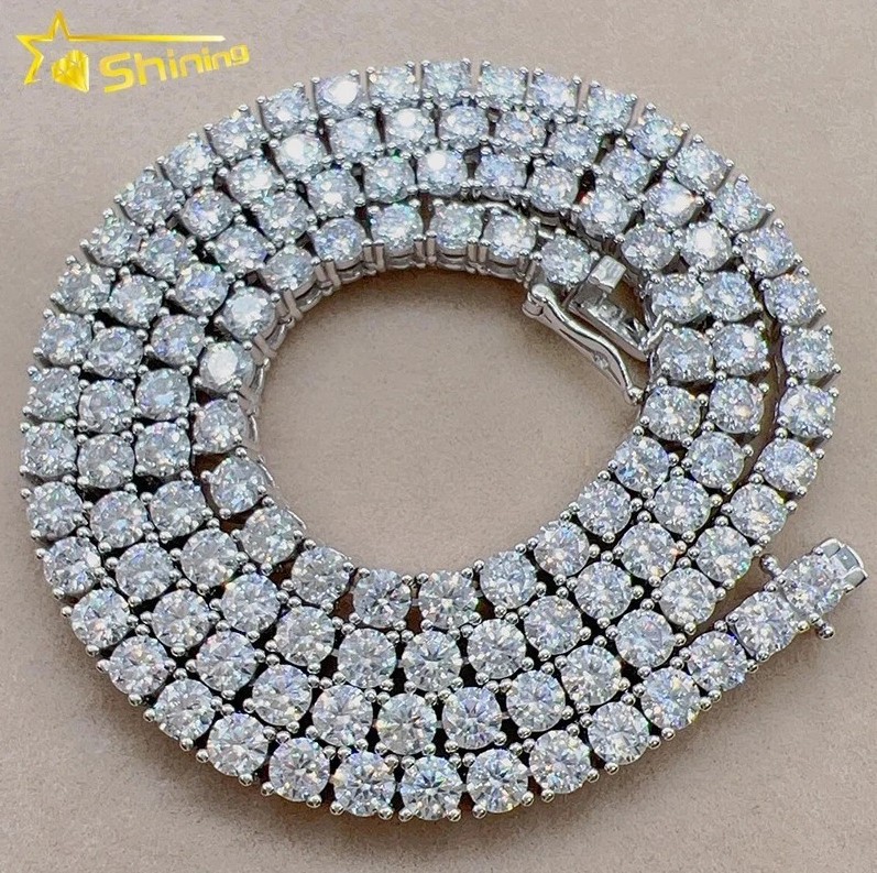 2-6.5mm 16-24″ VVS1 D Moissanite Tennis Chain Necklace 925 Silver Passes Tester!