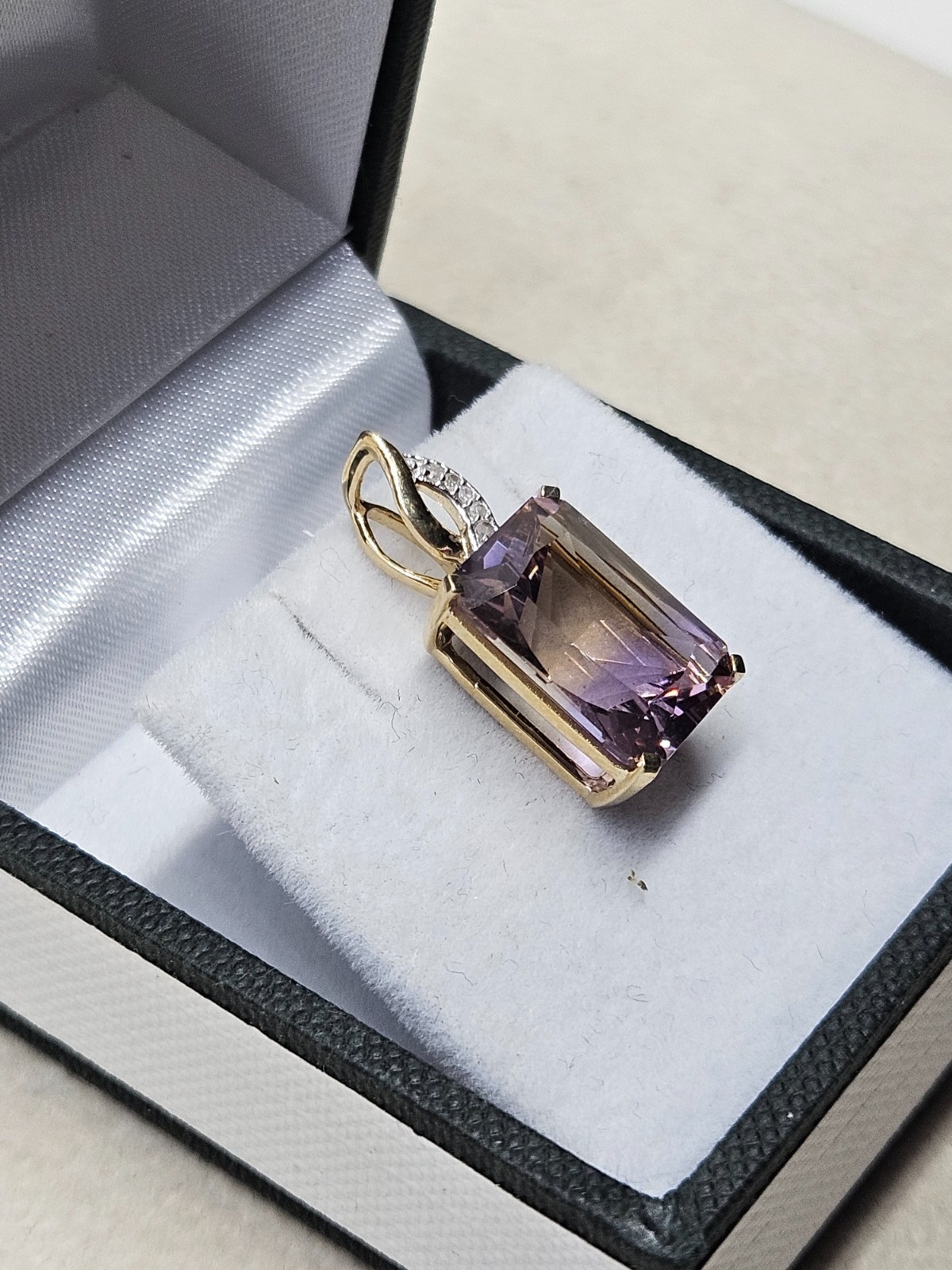 9kt Gold Anahi Ametrine & White Zircon Pendant 6.77 CTS (2.83g) Cert.