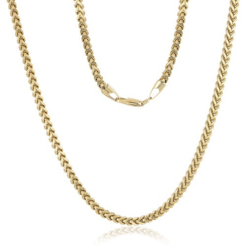 14K Gold Plated Franco Link Chain Solid Square Box Stainless Steel for Men&Women