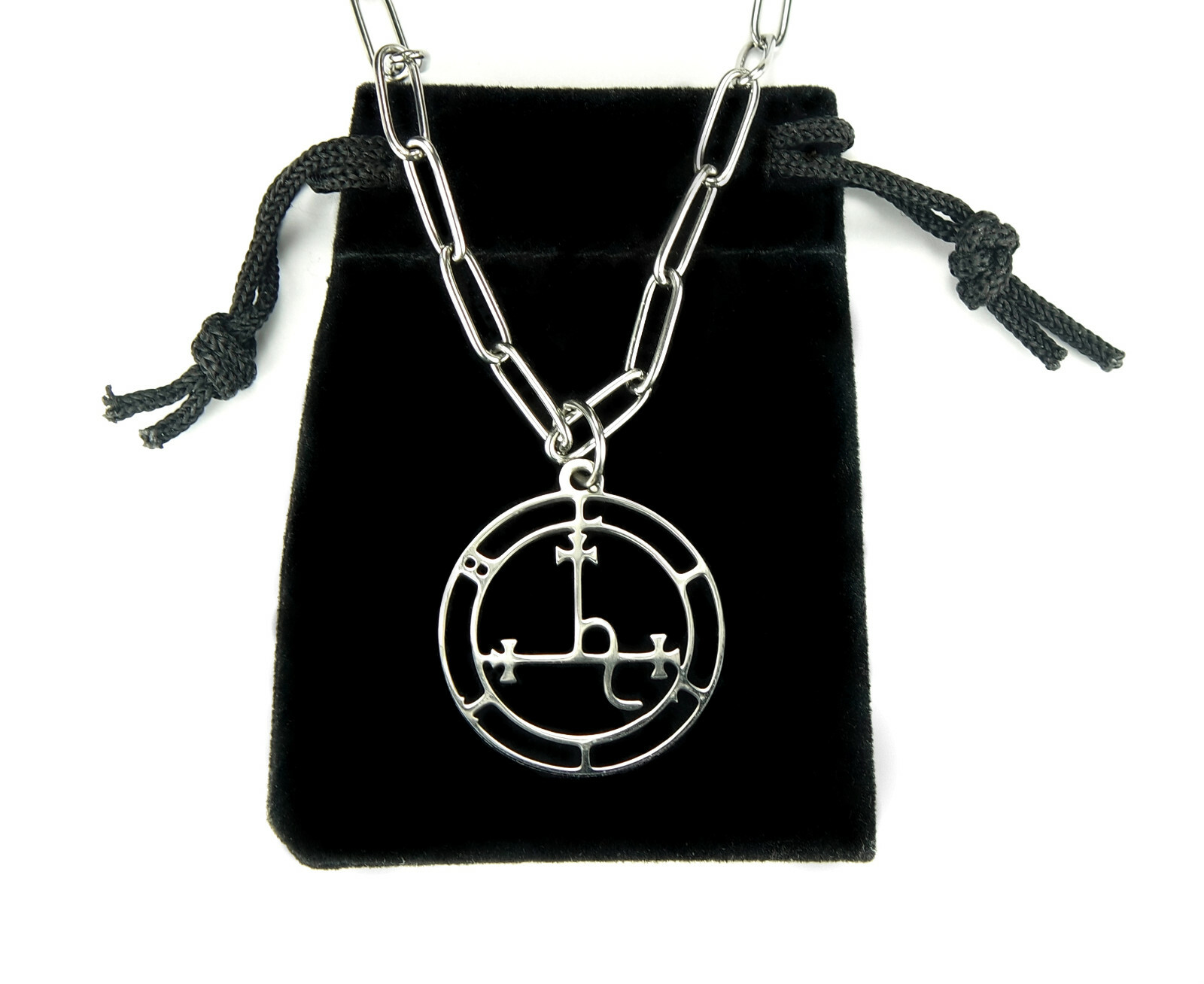 Sigil of Lilith Necklace, Custom Paperclip Chain, Waterproof Stainless Steel