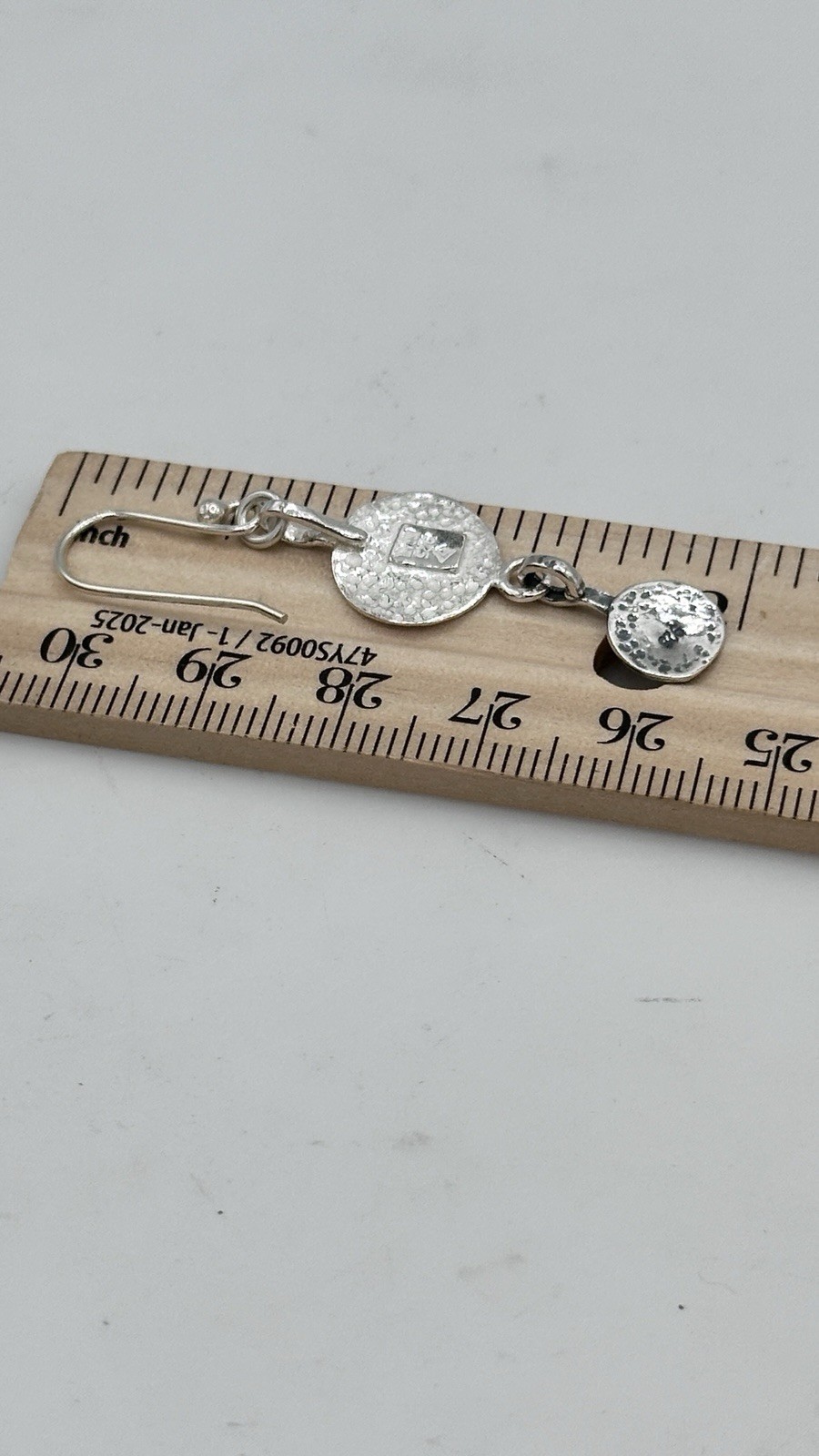 Silpada 925 Sterling Silver Textured Disc Dangle Earrings NOS Artisan Modern