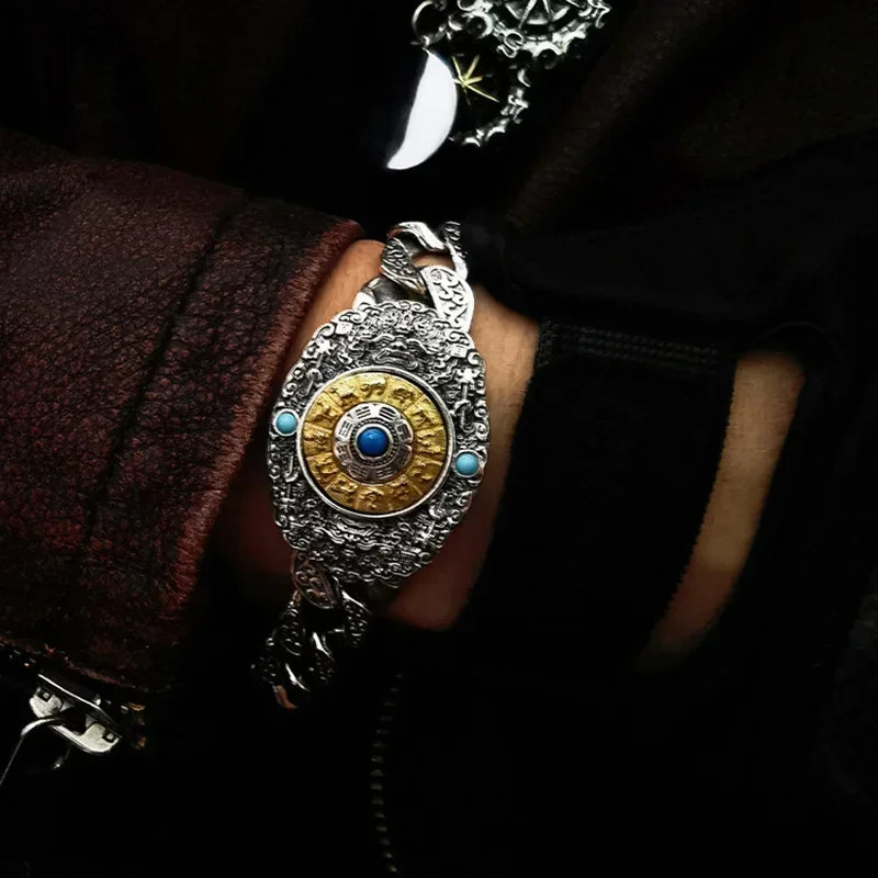 Rotating Bagua Bracelet Men Chinese National Style Guochao Jiugong Jewelry Gift